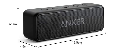 Anker Soundcore 2 Portable Bluetooth Speaker with 12W Stereo Sound, BassUp, IPX7 Waterproof, 24-Hour Playtime, Wireless Stereo Pairing, Speaker for Home, Outdoors, Travel