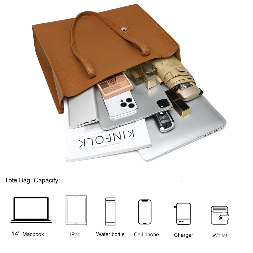 Women's Tote Bag Large Handbag Soft Leather Simple Shoulder Bag with Zipper for School Work Leisure (A-Black)