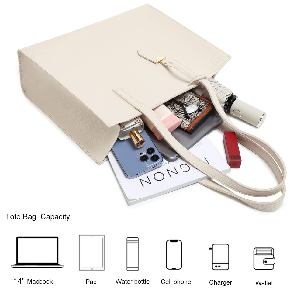 Women's Tote Bag Large Handbag Soft Leather Simple Shoulder Bag with Zipper for School Work Leisure (A-Black)