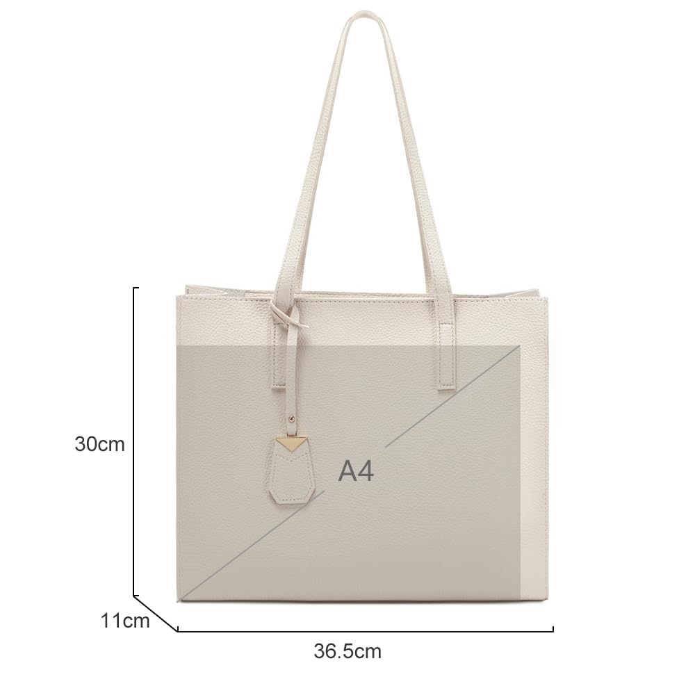 Women's Tote Bag Large Handbag Soft Leather Simple Shoulder Bag with Zipper for School Work Leisure (A-Black)