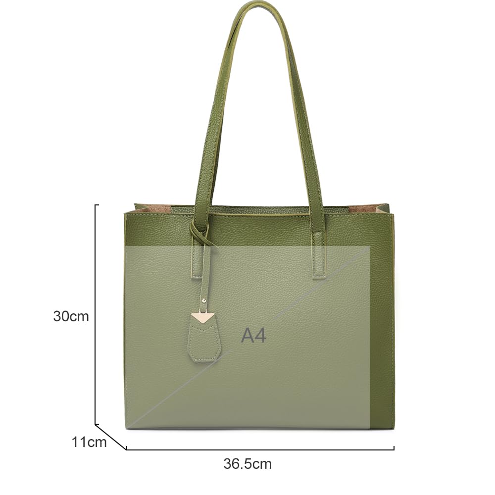 Women's Tote Bag Large Handbag Soft Leather Simple Shoulder Bag with Zipper for School Work Leisure (A-Black)