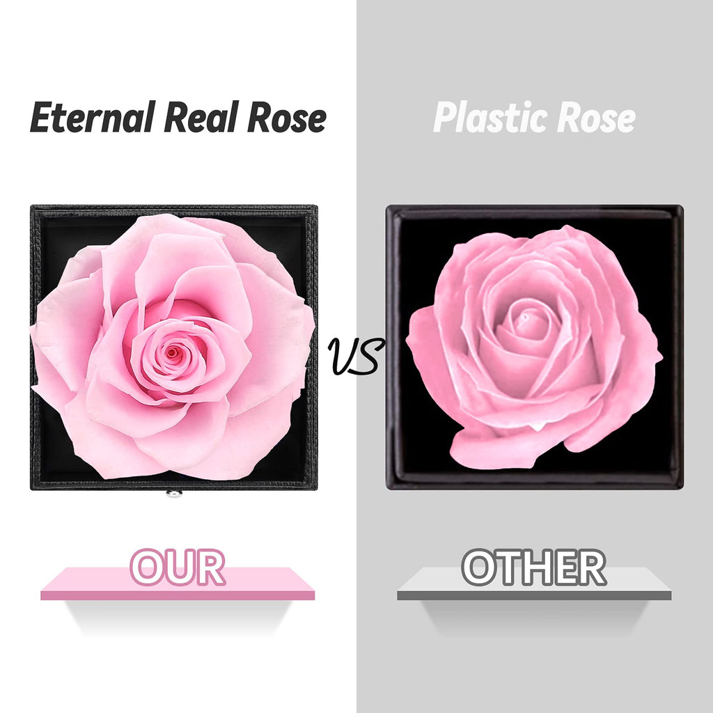 Preserved Real Rose Gift Box with I Love You Necklace, Handmade Eternal Rose Flower Gifts for Mum Mother Women Wife Girlfriend Her on Mothers Day, Birthday, Anniversary, Valentines Day, Christmas