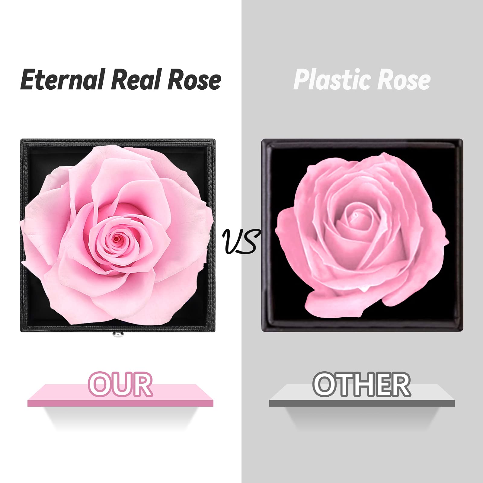 Preserved Real Rose Gift Box with I Love You Necklace, Handmade Eternal Rose Flower Gifts for Mum Mother Women Wife Girlfriend Her on Mothers Day, Birthday, Anniversary, Valentines Day, Christmas