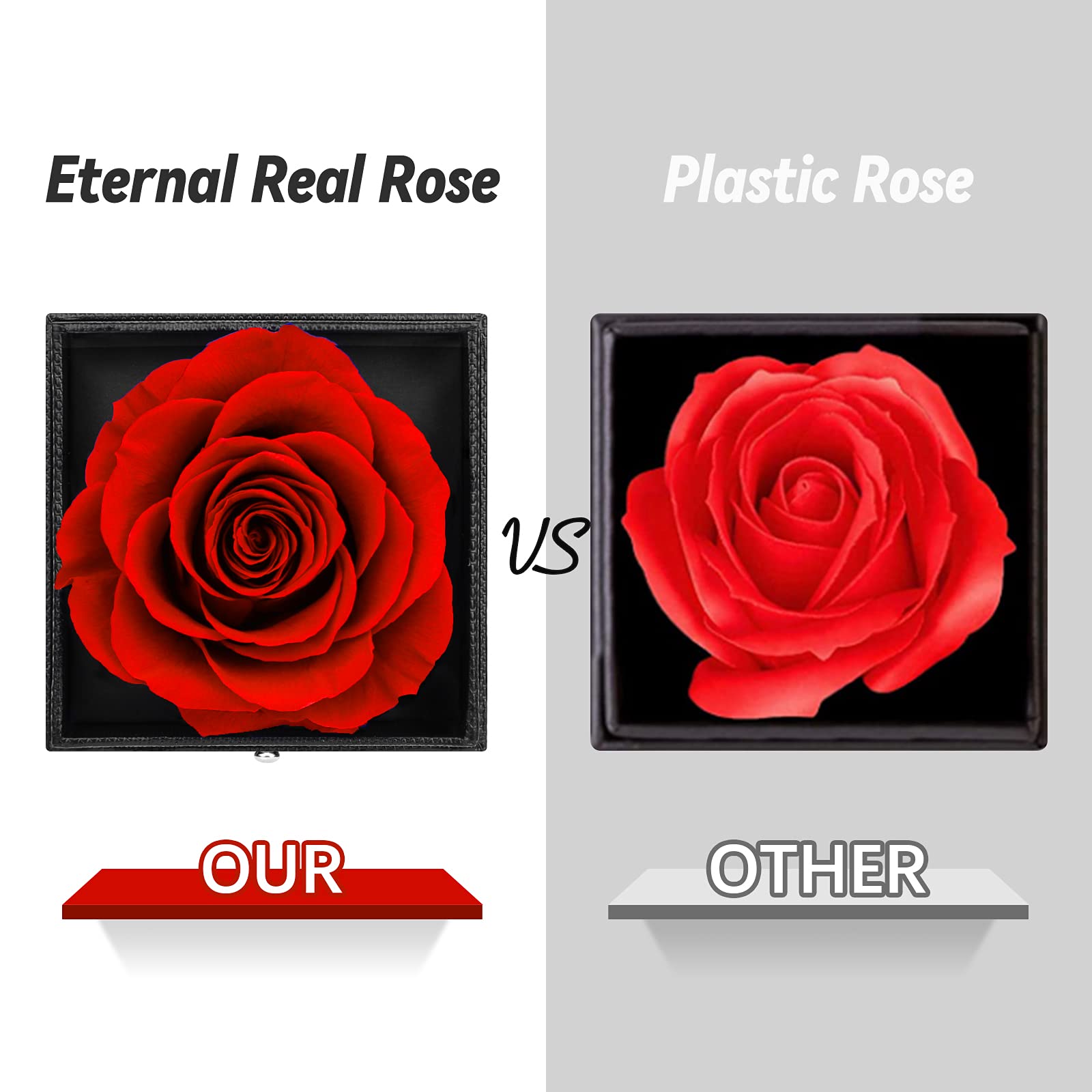 Preserved Real Rose Gift Box with I Love You Necklace, Handmade Eternal Rose Flower Gifts for Mum Mother Women Wife Girlfriend Her on Mothers Day, Birthday, Anniversary, Valentines Day, Christmas