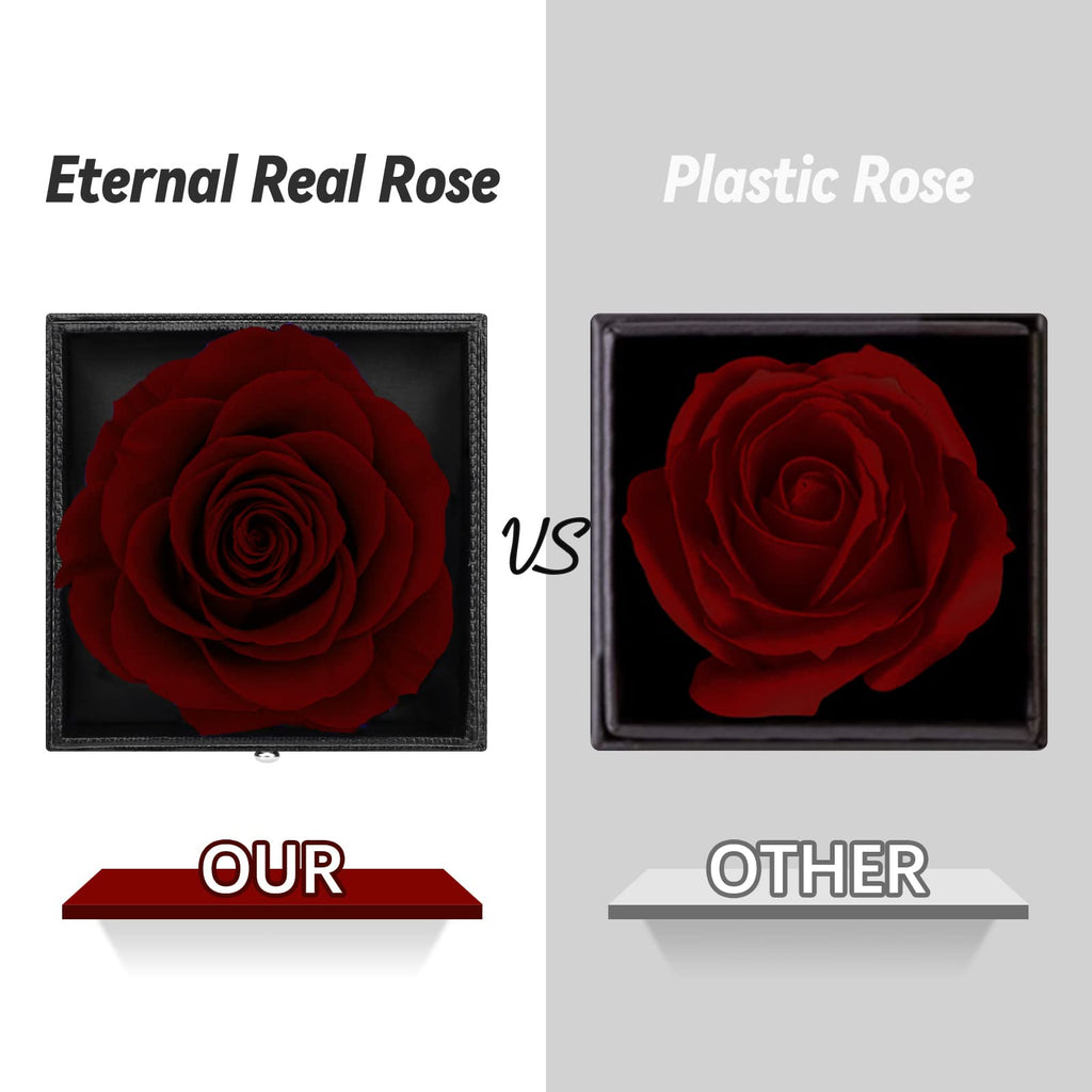Preserved Real Rose Gift Box with I Love You Necklace, Handmade Eternal Rose Flower Gifts for Mum Mother Women Wife Girlfriend Her on Mothers Day, Birthday, Anniversary, Valentines Day, Christmas