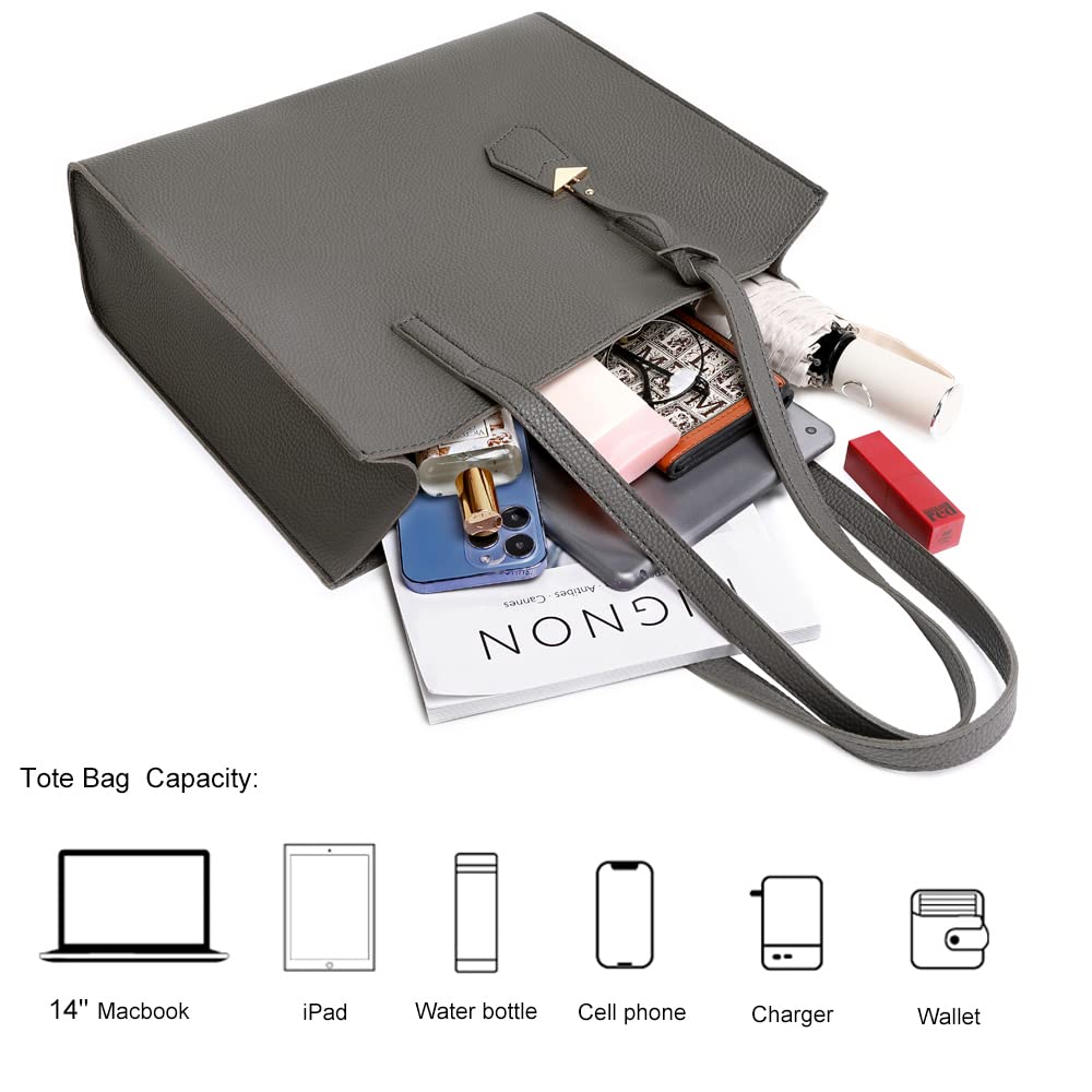 Women's Tote Bag Large Handbag Soft Leather Simple Shoulder Bag with Zipper for School Work Leisure (A-Black)