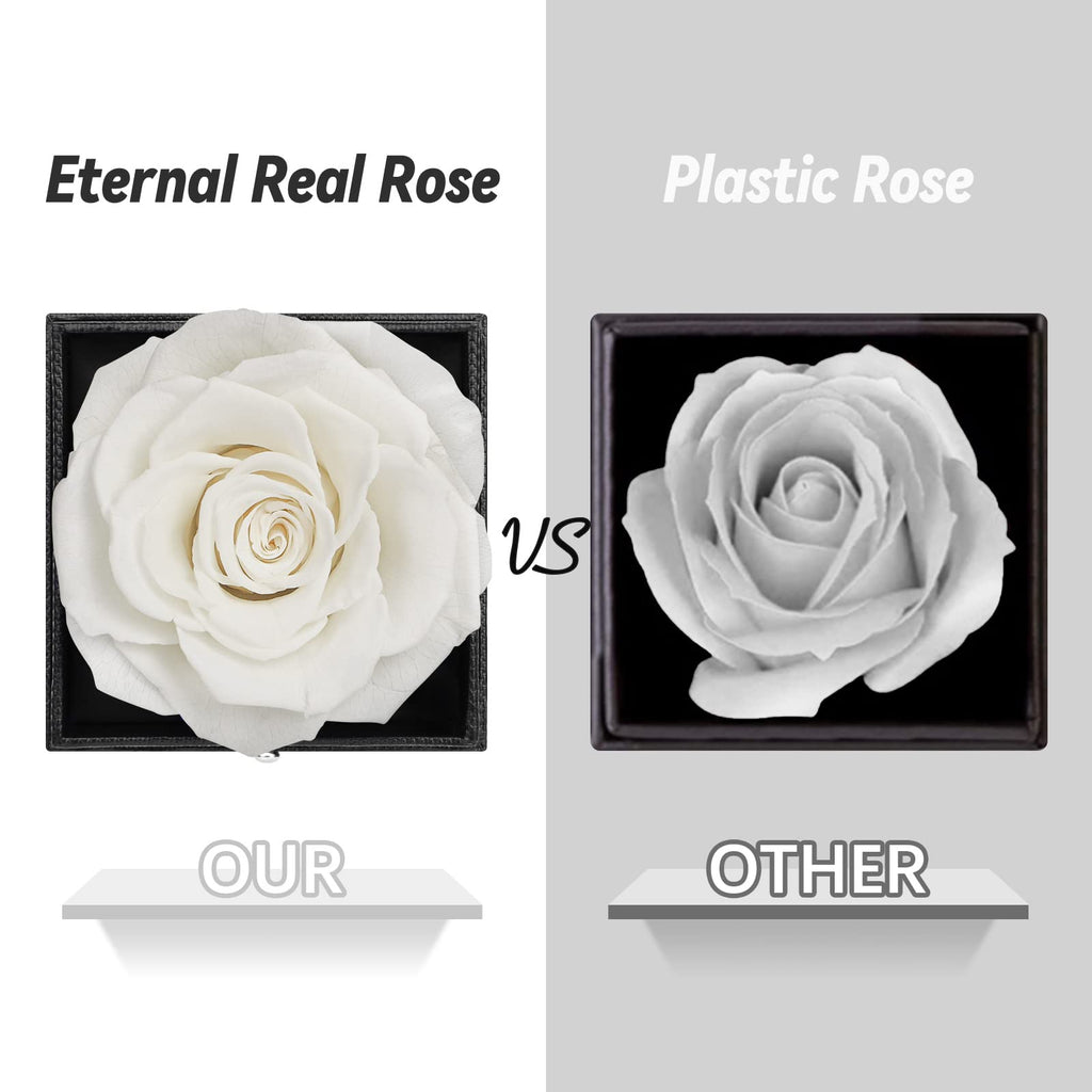 Preserved Real Rose Gift Box with I Love You Necklace, Handmade Eternal Rose Flower Gifts for Mum Mother Women Wife Girlfriend Her on Mothers Day, Birthday, Anniversary, Valentines Day, Christmas