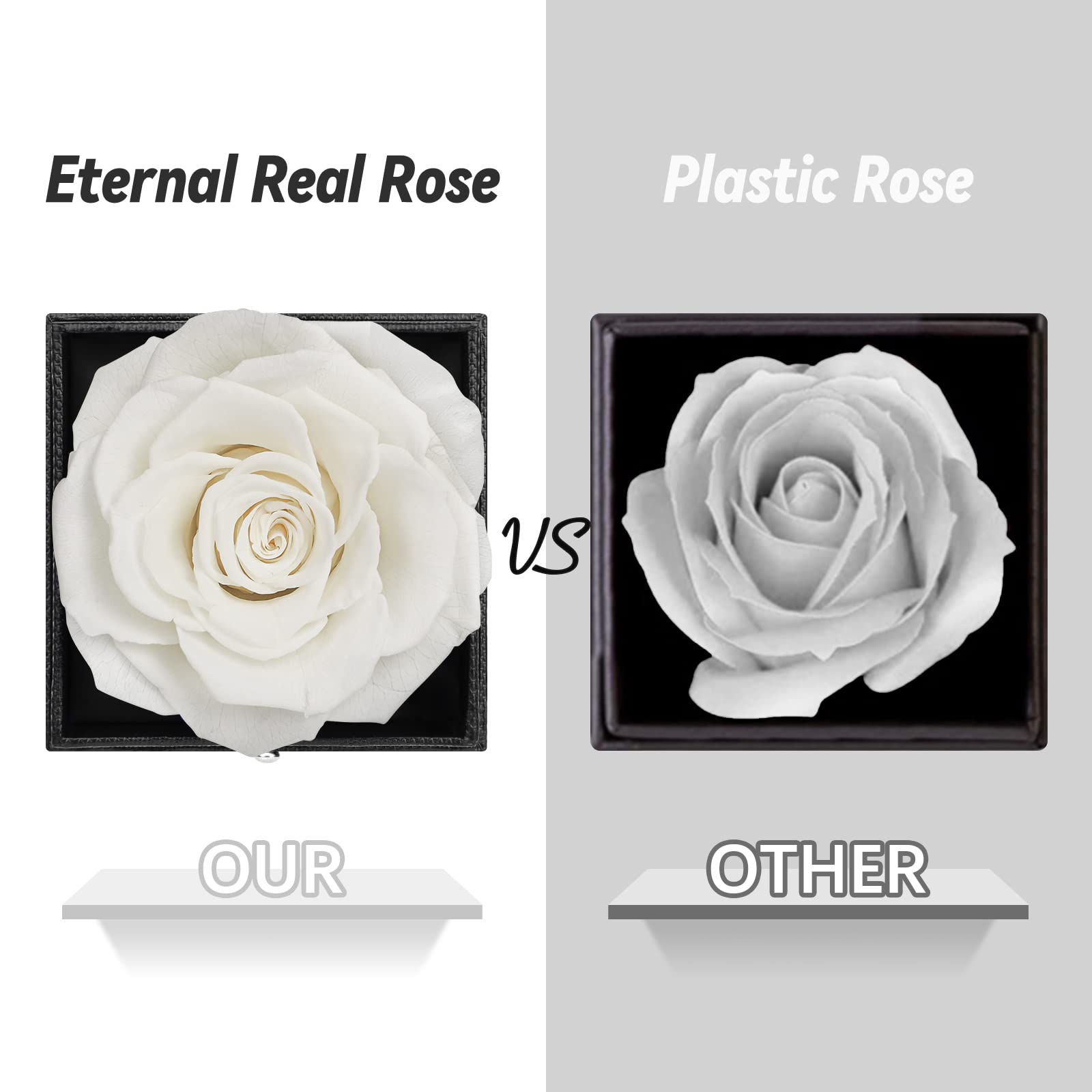 Preserved Real Rose Gift Box with I Love You Necklace, Handmade Eternal Rose Flower Gifts for Mum Mother Women Wife Girlfriend Her on Mothers Day, Birthday, Anniversary, Valentines Day, Christmas