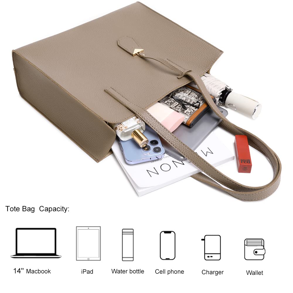 Women's Tote Bag Large Handbag Soft Leather Simple Shoulder Bag with Zipper for School Work Leisure (A-Black)