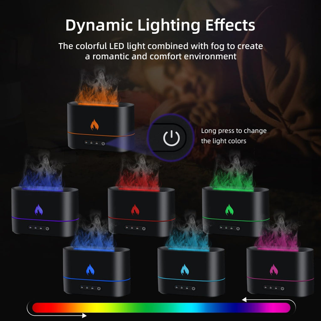 Mcbazel Flame Aroma Diffuser,Fragrance Essential Oil Diffuser Humidifier,Aroma Diffuser Humidifier with 3D Flame Night Light 200mL for Bedroom, Home and Office - Black
