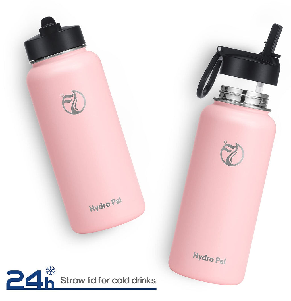HydroPal Vacuum Insulated Water Bottle 1200ml/1000ml/750ml/500ml, 2 Lids (Straw & Spout), 12H Hot 24H Cold, BPA Free Stainless Steel Bottle, Leakproof Sports Water Bottle for Gym, Travel, Work