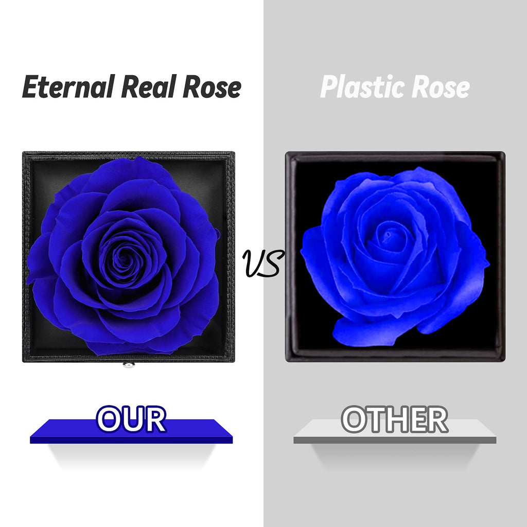 Preserved Real Rose Gift Box with I Love You Necklace, Handmade Eternal Rose Flower Gifts for Mum Mother Women Wife Girlfriend Her on Mothers Day, Birthday, Anniversary, Valentines Day, Christmas