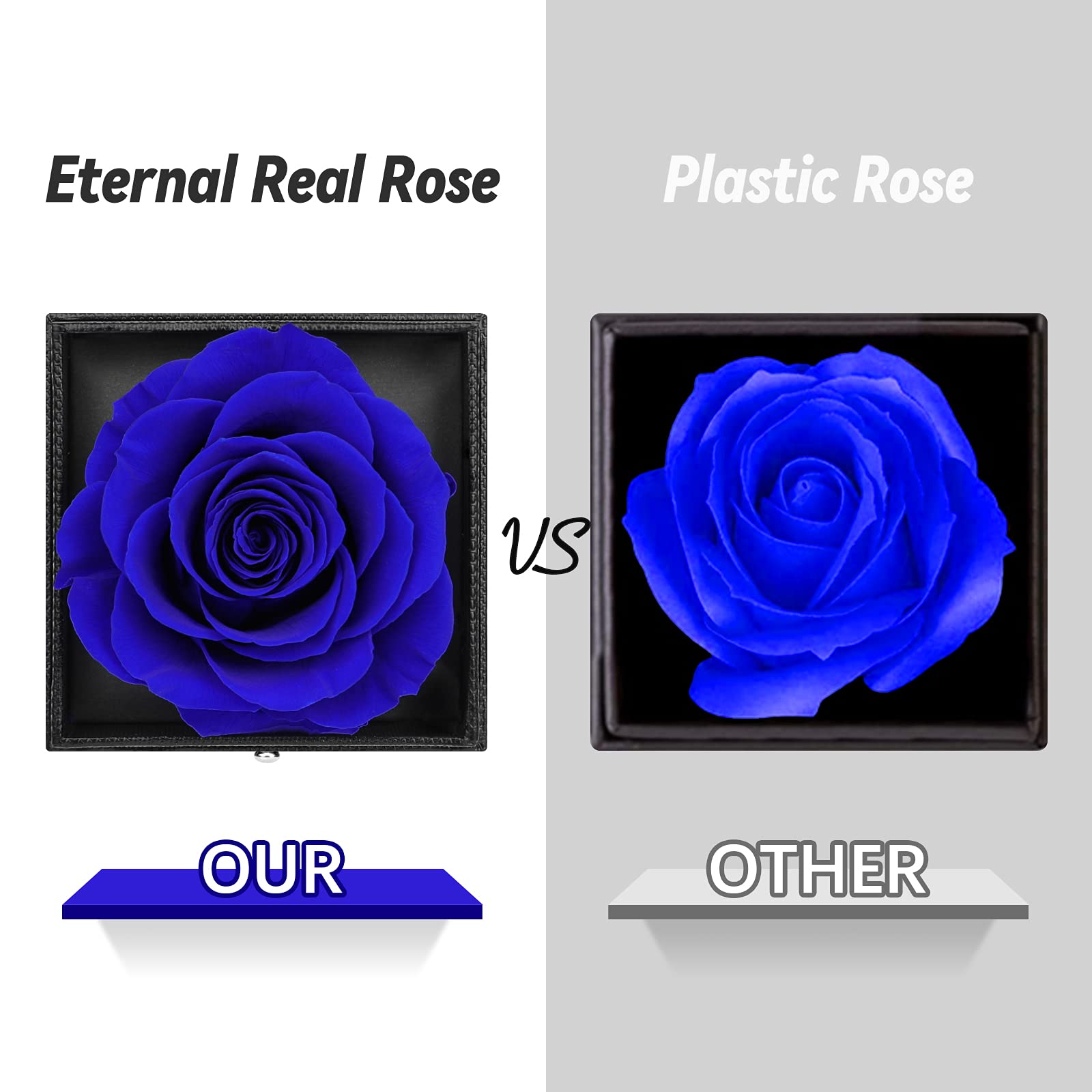 Preserved Real Rose Gift Box with I Love You Necklace, Handmade Eternal Rose Flower Gifts for Mum Mother Women Wife Girlfriend Her on Mothers Day, Birthday, Anniversary, Valentines Day, Christmas