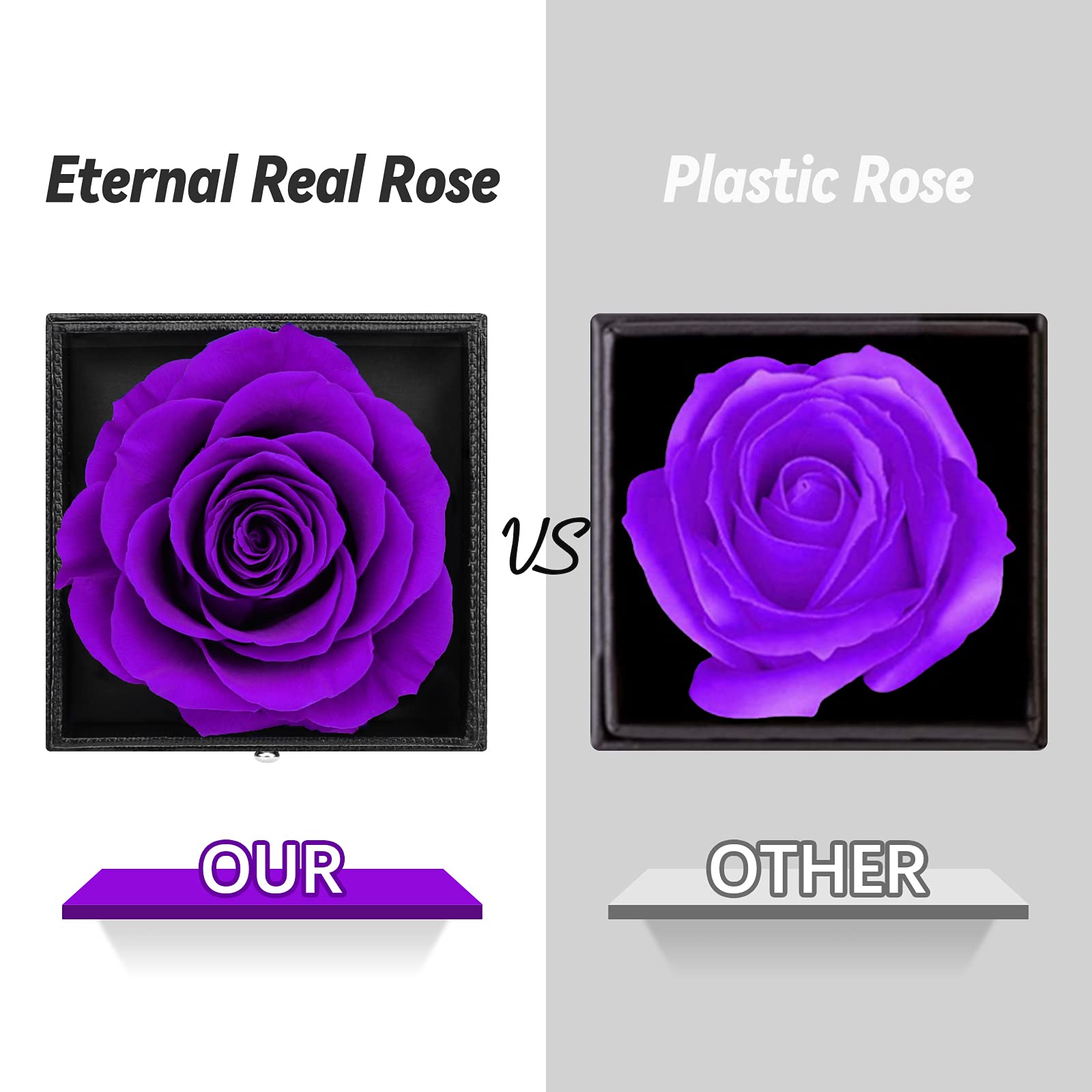 Preserved Real Rose Gift Box with I Love You Necklace, Handmade Eternal Rose Flower Gifts for Mum Mother Women Wife Girlfriend Her on Mothers Day, Birthday, Anniversary, Valentines Day, Christmas