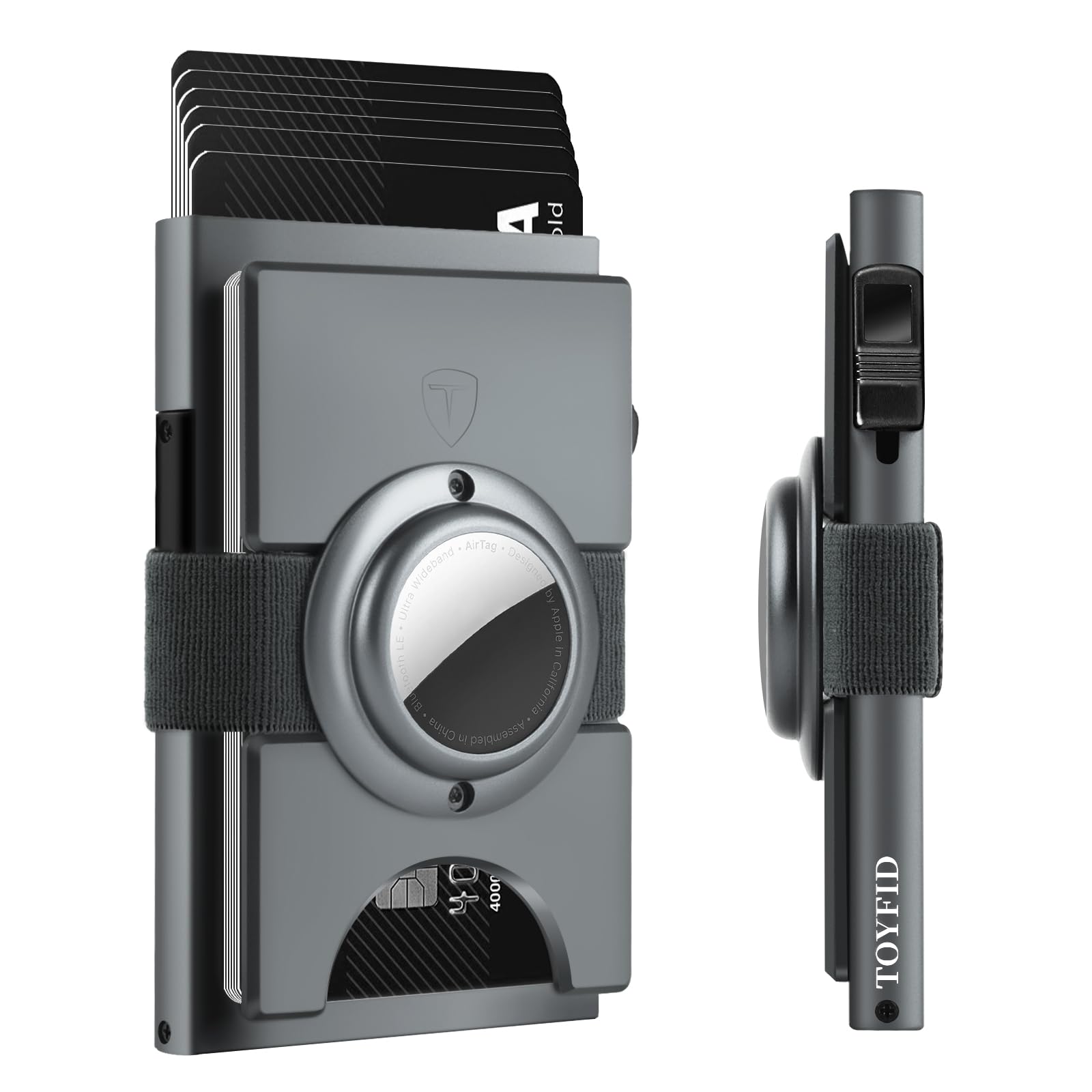 Smart Wallet for Men 12 Cards Paper Money Organiser RFID Blocking Card Wallet Utral Thin Metal Card Holder with Slid Ejector Button Quick Access to Bank Credit Card,Aluminium, Blue