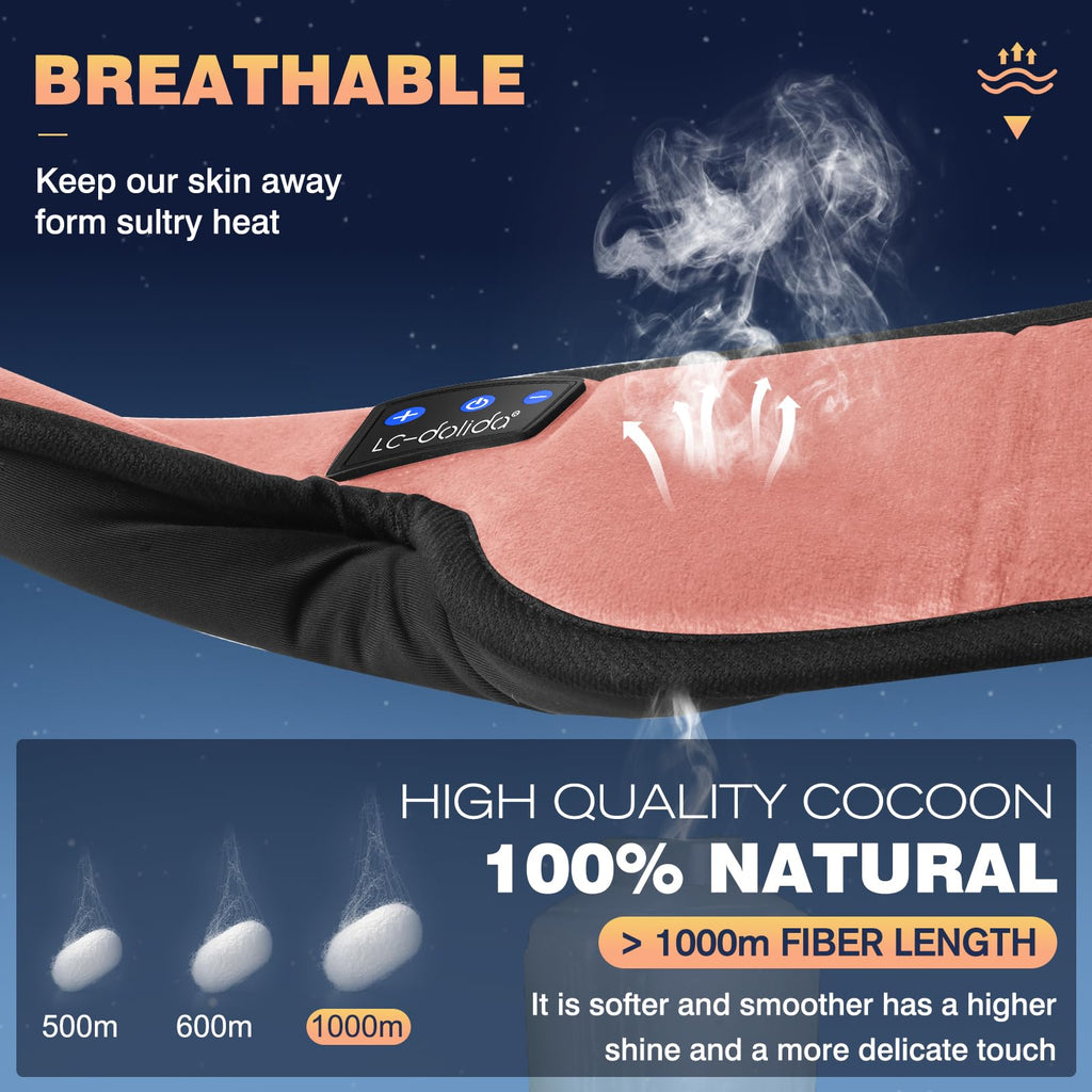 LC-dolida Bluetooth Sleep Mask Headphones Complete Blackout 3D Deep Eye Mask with Headphones Bluetooth V5.4 Can Play 15Hrs Breathable Eye mask with Earphones for Travel,Nap Sleeping,Shift Work