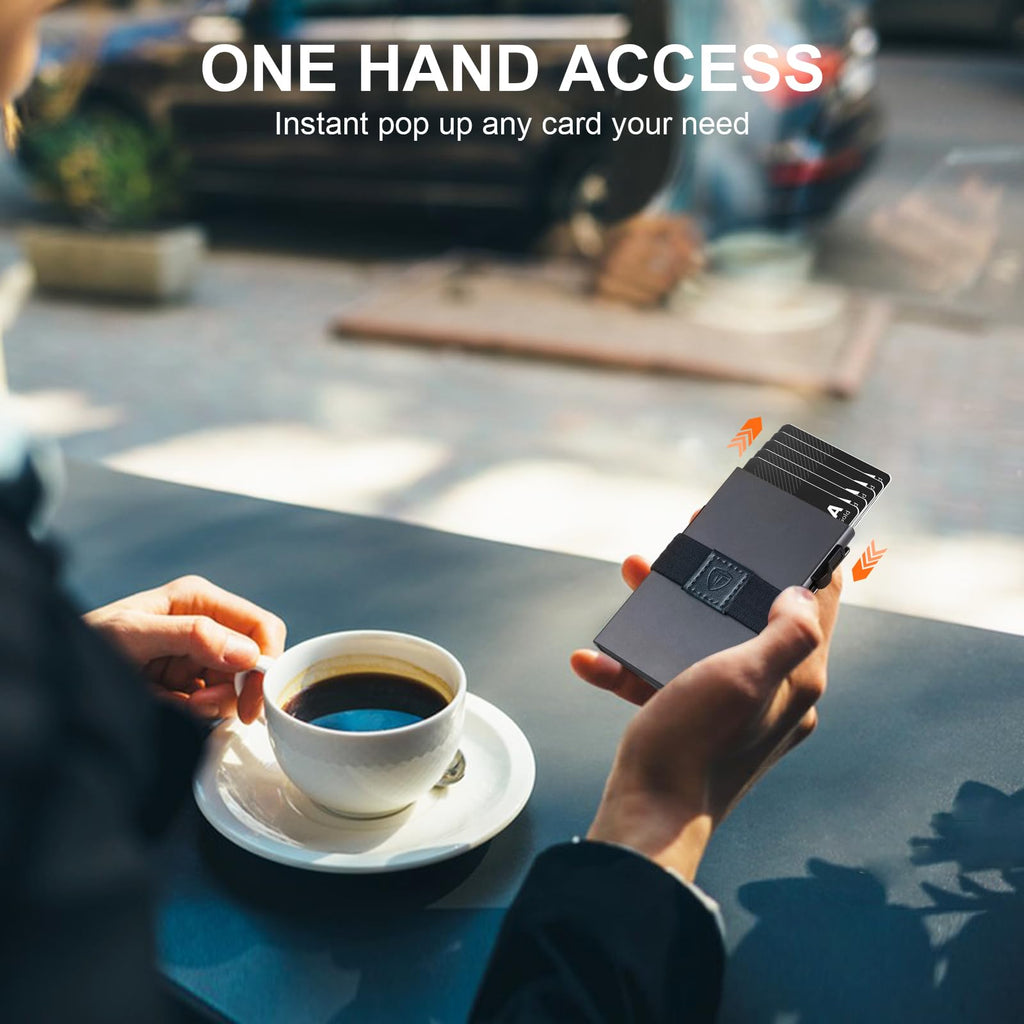 Smart Wallet for Men 12 Cards Paper Money Organiser RFID Blocking Card Wallet Utral Thin Metal Card Holder with Slid Ejector Button Quick Access to Bank Credit Card,Aluminium, Blue