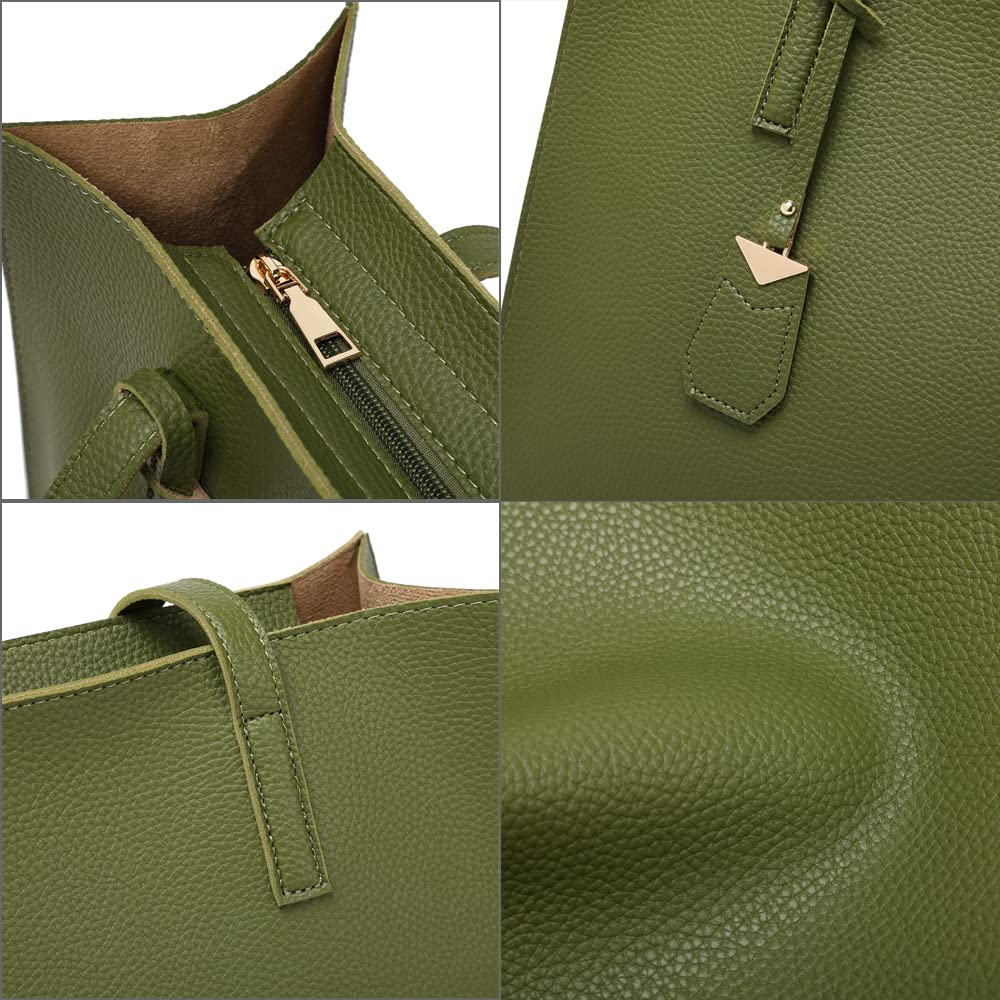 Women's Tote Bag Large Handbag Soft Leather Simple Shoulder Bag with Zipper for School Work Leisure (A-Black)