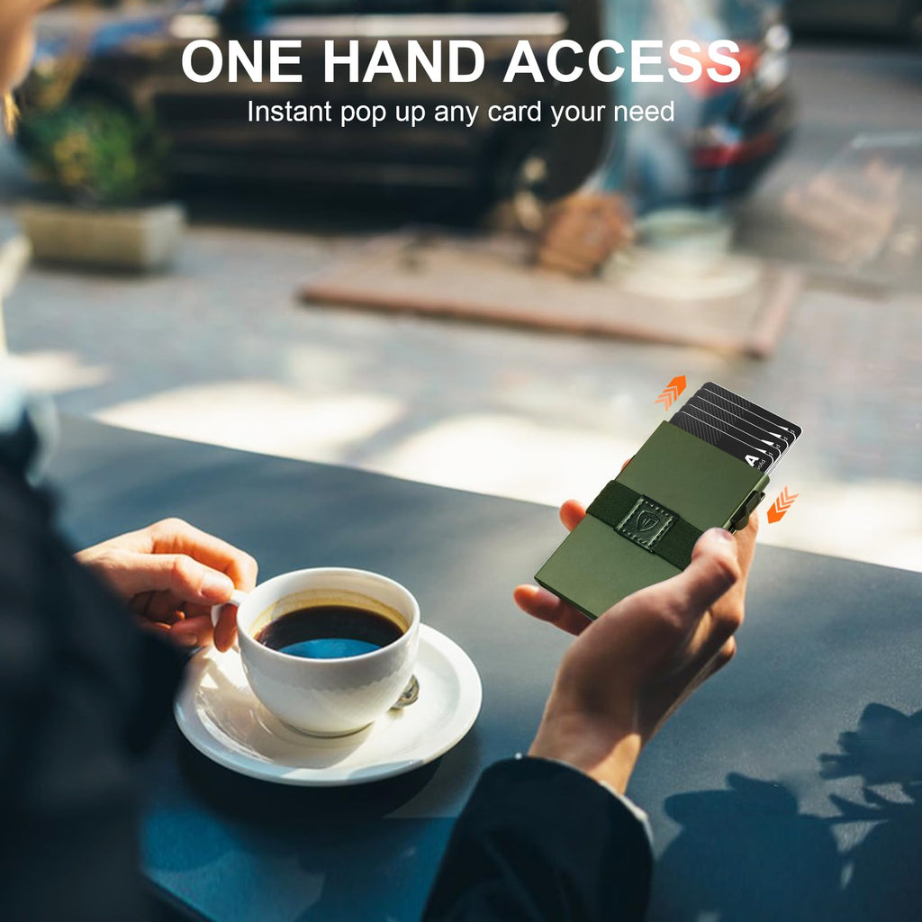 Smart Wallet for Men 12 Cards Paper Money Organiser RFID Blocking Card Wallet Utral Thin Metal Card Holder with Slid Ejector Button Quick Access to Bank Credit Card,Aluminium, Blue