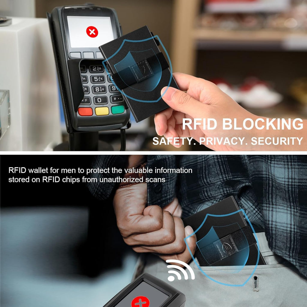 Smart Wallet for Men 12 Cards Paper Money Organiser RFID Blocking Card Wallet Utral Thin Metal Card Holder with Slid Ejector Button Quick Access to Bank Credit Card,Aluminium, Blue