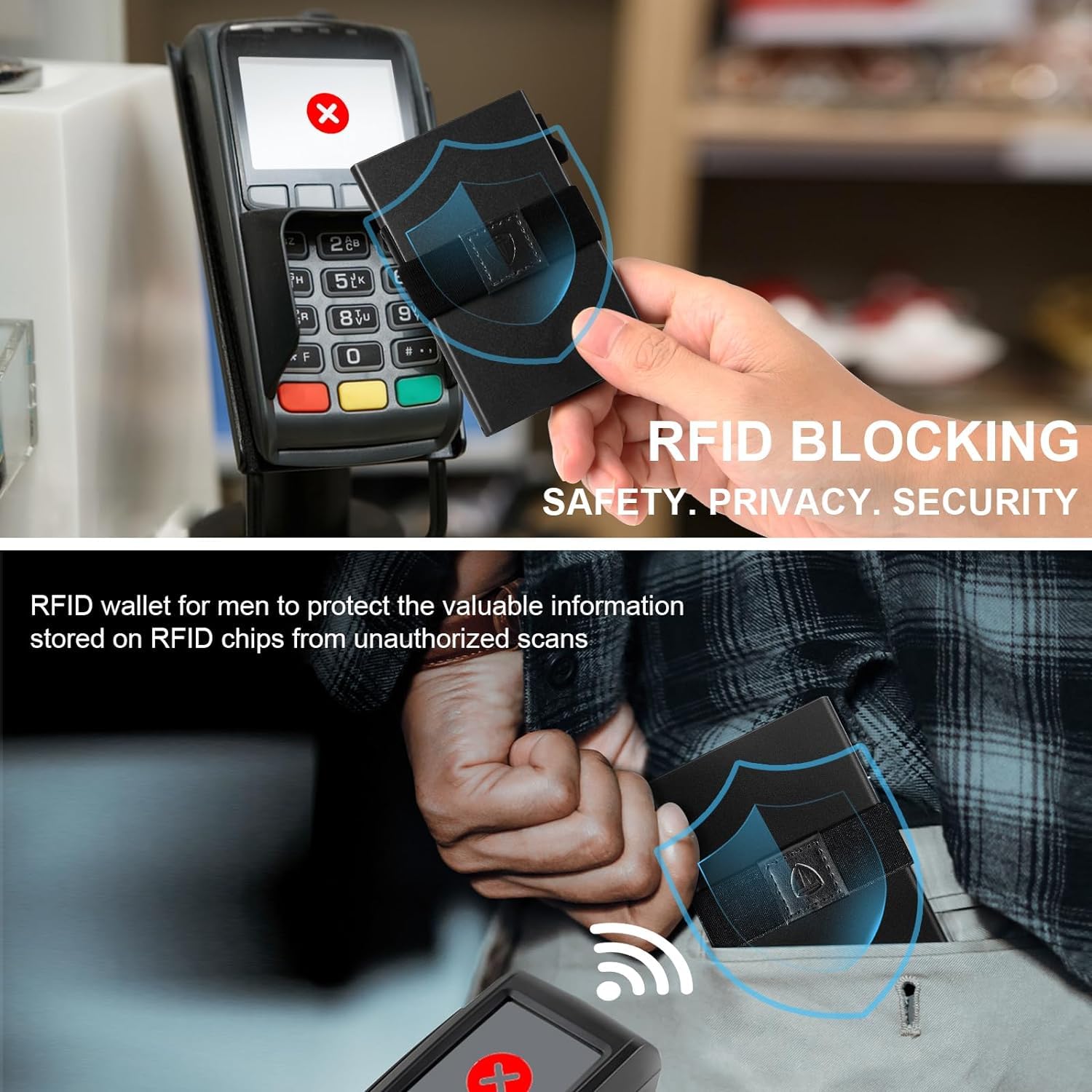 Smart Wallet for Men 12 Cards Paper Money Organiser RFID Blocking Card Wallet Utral Thin Metal Card Holder with Slid Ejector Button Quick Access to Bank Credit Card,Aluminium, Blue