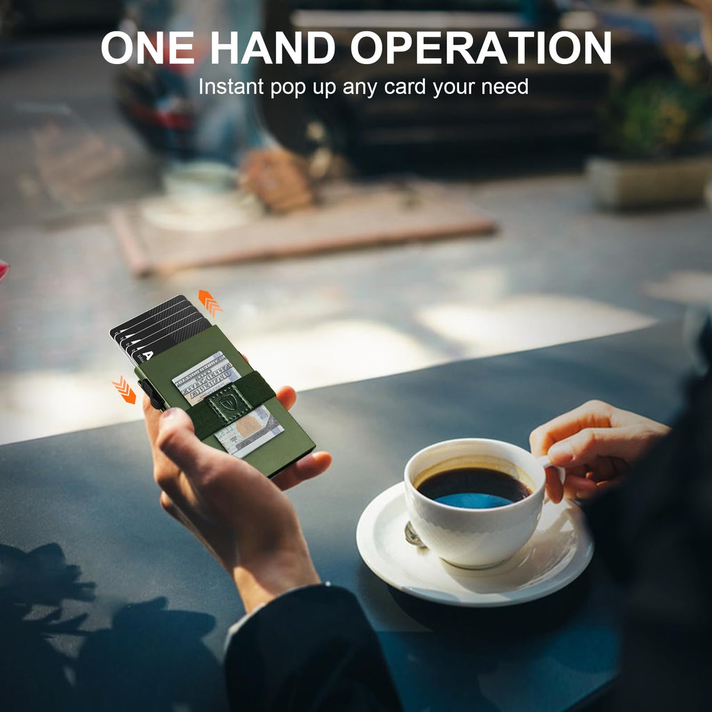 Smart Wallet for Men 12 Cards Paper Money Organiser RFID Blocking Card Wallet Utral Thin Metal Card Holder with Slid Ejector Button Quick Access to Bank Credit Card,Aluminium, Blue