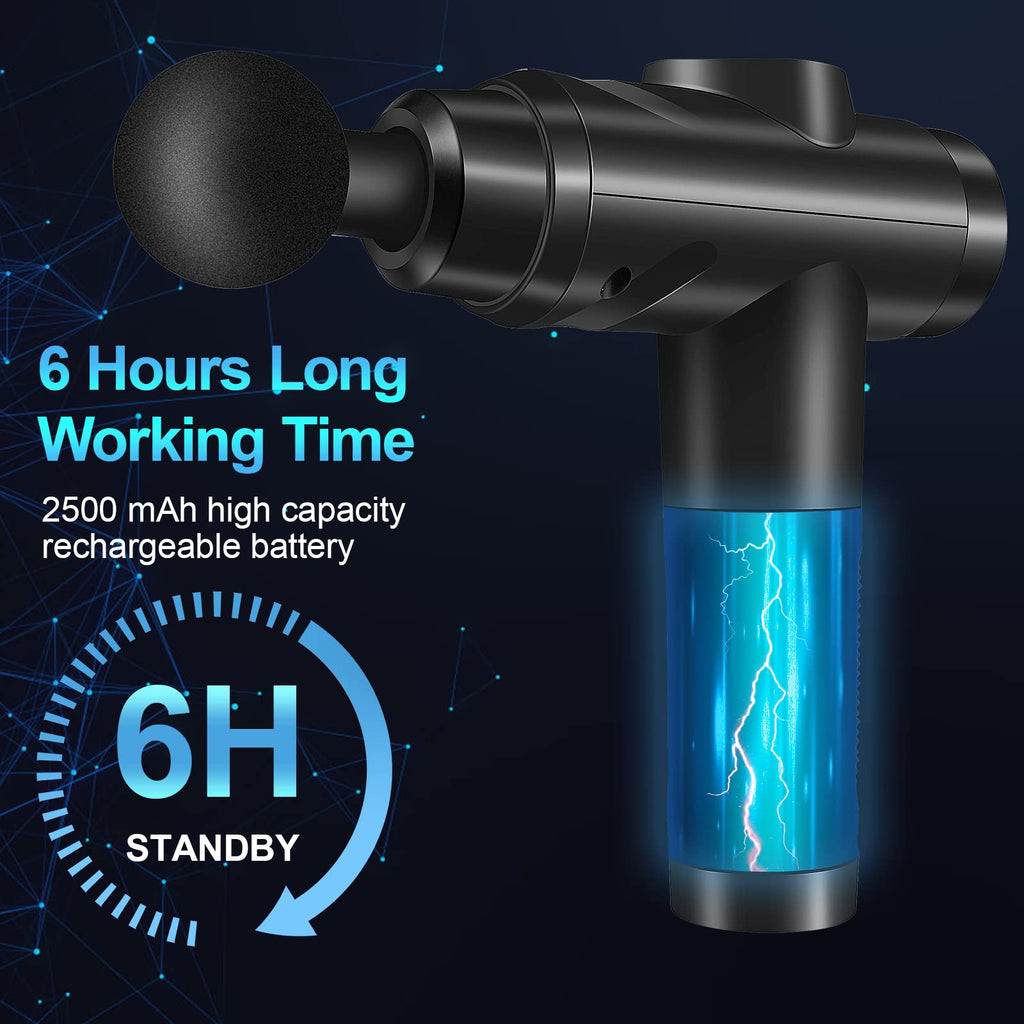 Massage Gun Deep Tissue, Muscle Percussion Massager with 30 Speeds Quiet Hand Massagers with LCD Touch Screen 10 Heads for Shoulder Body Back Relaxation (Black) (Black)