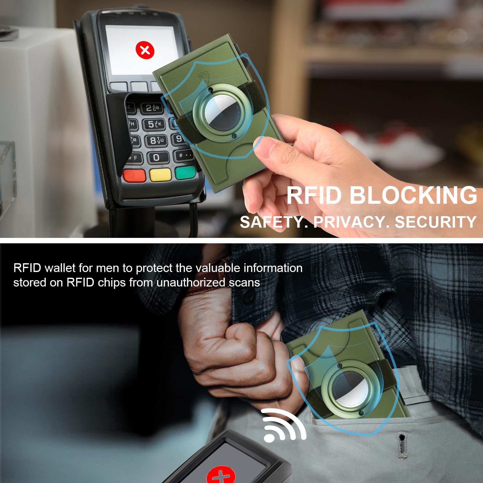 Smart Wallet for Men 12 Cards Paper Money Organiser RFID Blocking Card Wallet Utral Thin Metal Card Holder with Slid Ejector Button Quick Access to Bank Credit Card,Aluminium, Blue