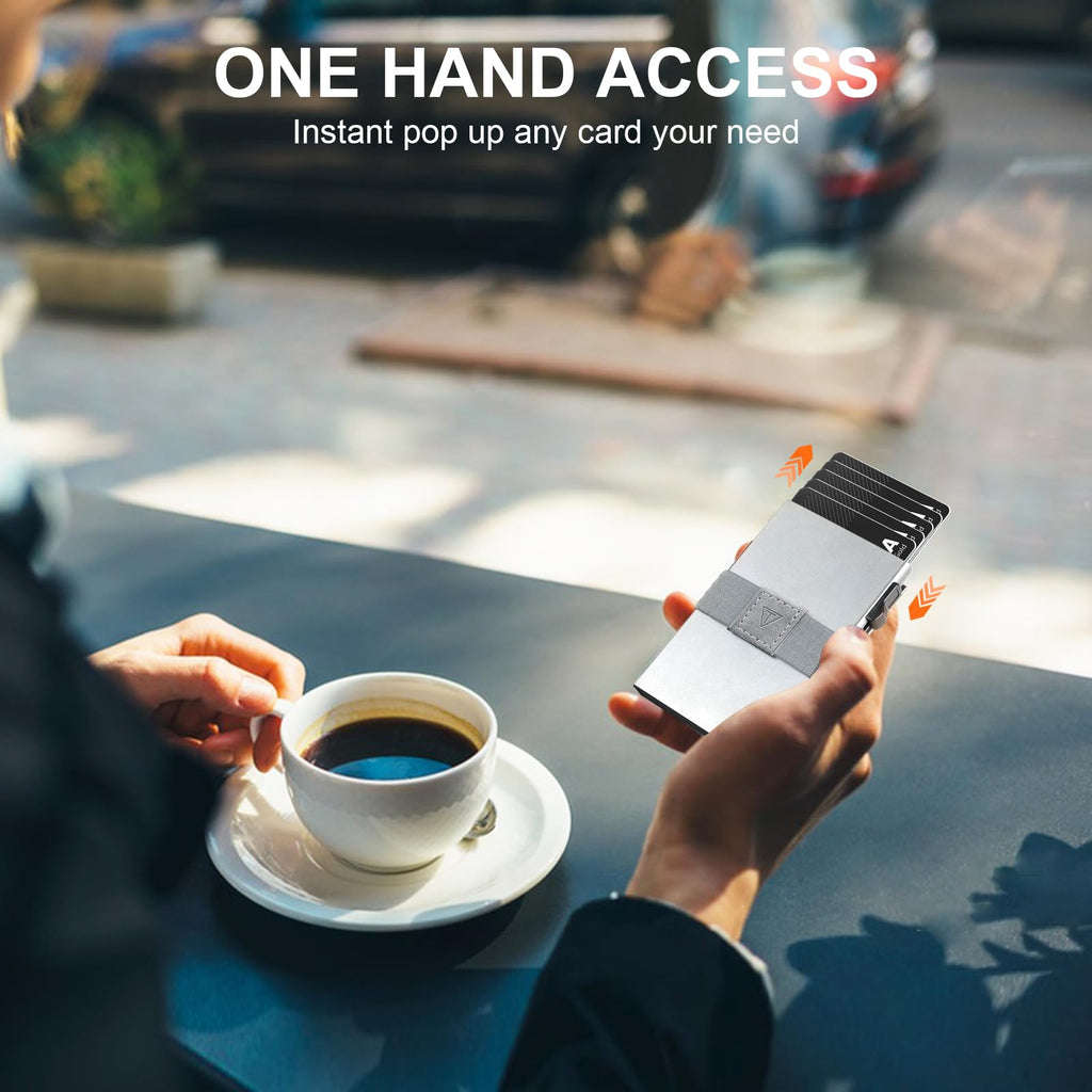 Smart Wallet for Men 12 Cards Paper Money Organiser RFID Blocking Card Wallet Utral Thin Metal Card Holder with Slid Ejector Button Quick Access to Bank Credit Card,Aluminium, Blue