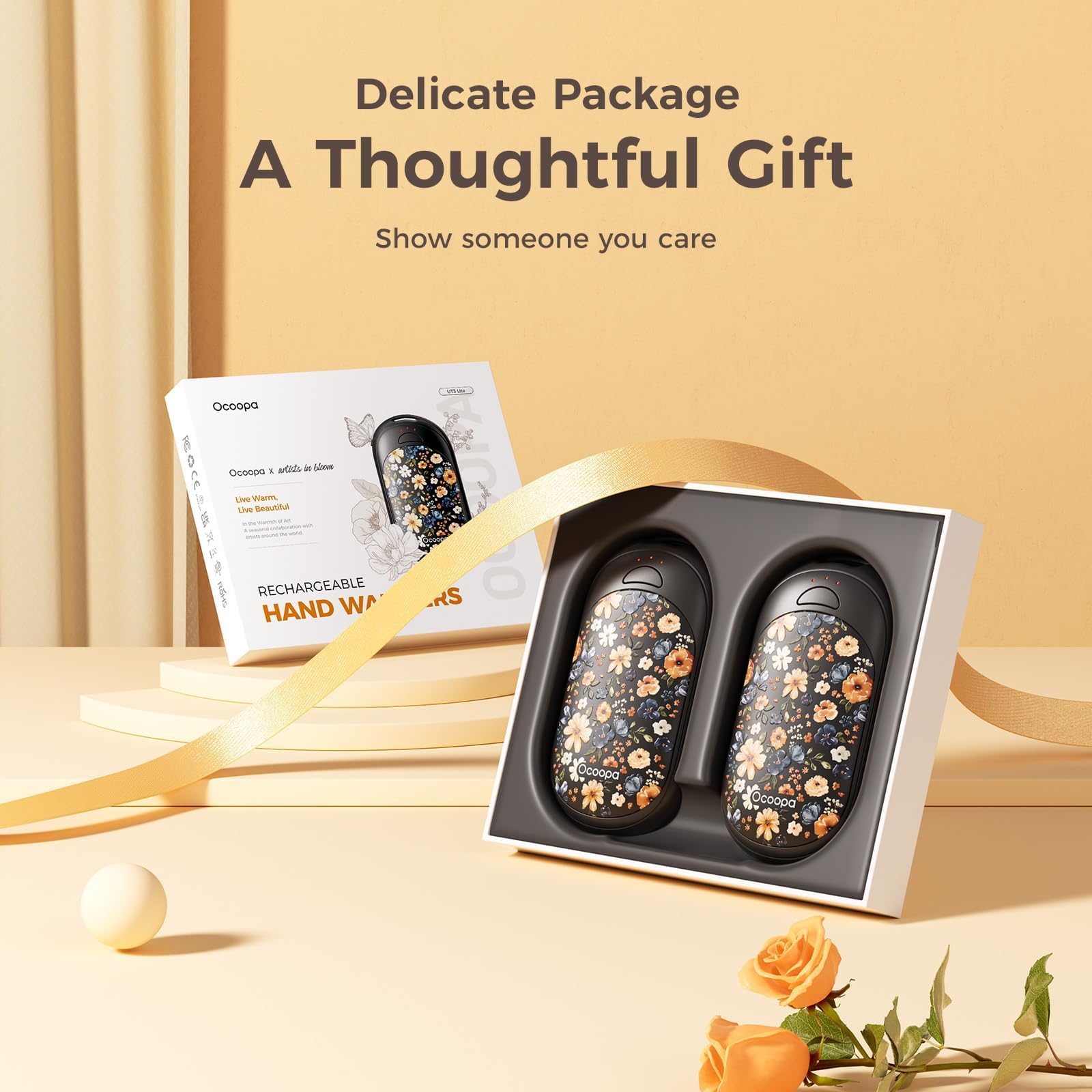 OCOOPA UT3 Lite Magnetic Hand Warmers Rechargeable 2 pack, Electric Handwarmers Ultra Thin Light Portable for Pocket Gloves,3 Levels Heat, Up to 8 hrs, UL Certified,Idea Tech Gifts for Men, Women