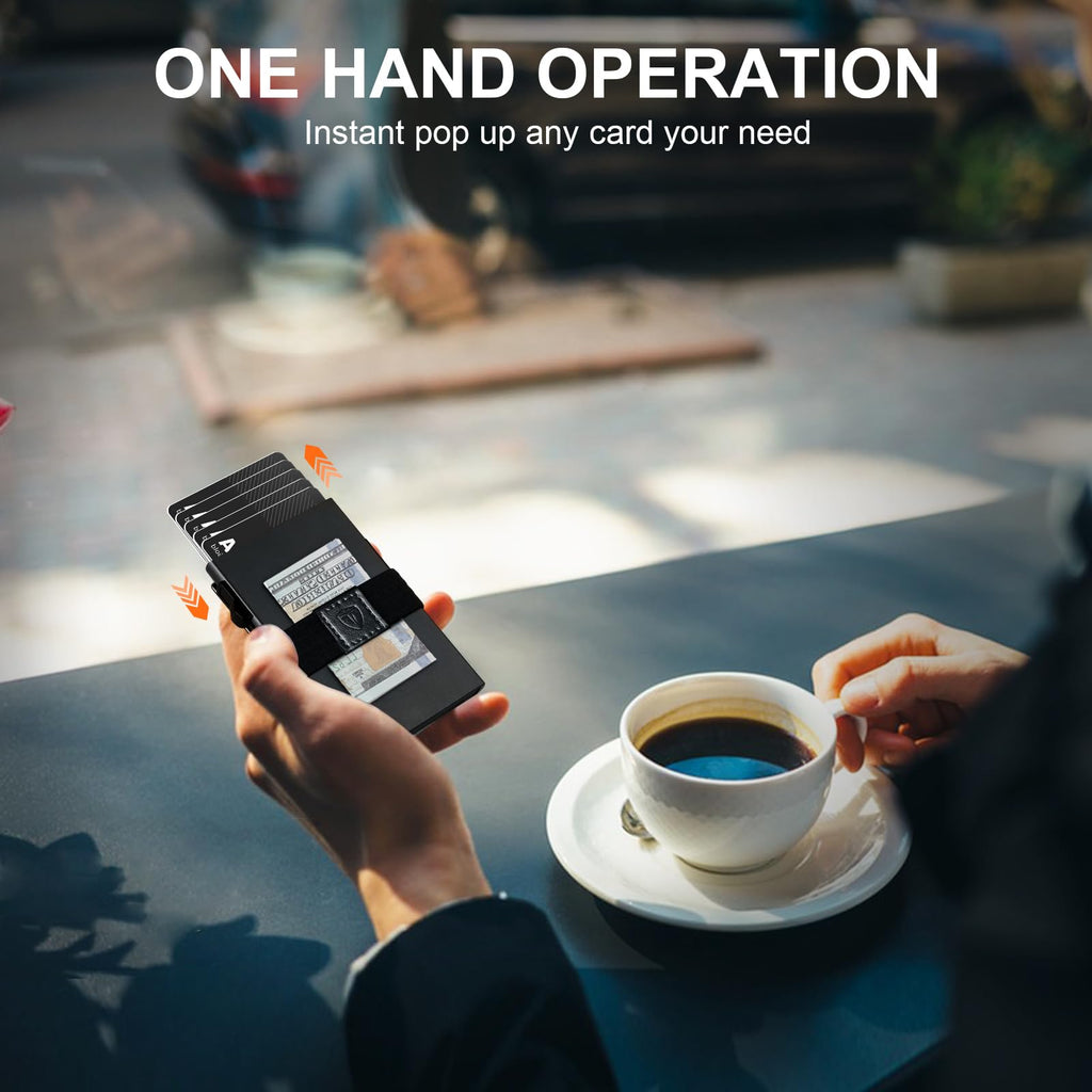 Smart Wallet for Men 12 Cards Paper Money Organiser RFID Blocking Card Wallet Utral Thin Metal Card Holder with Slid Ejector Button Quick Access to Bank Credit Card,Aluminium, Blue