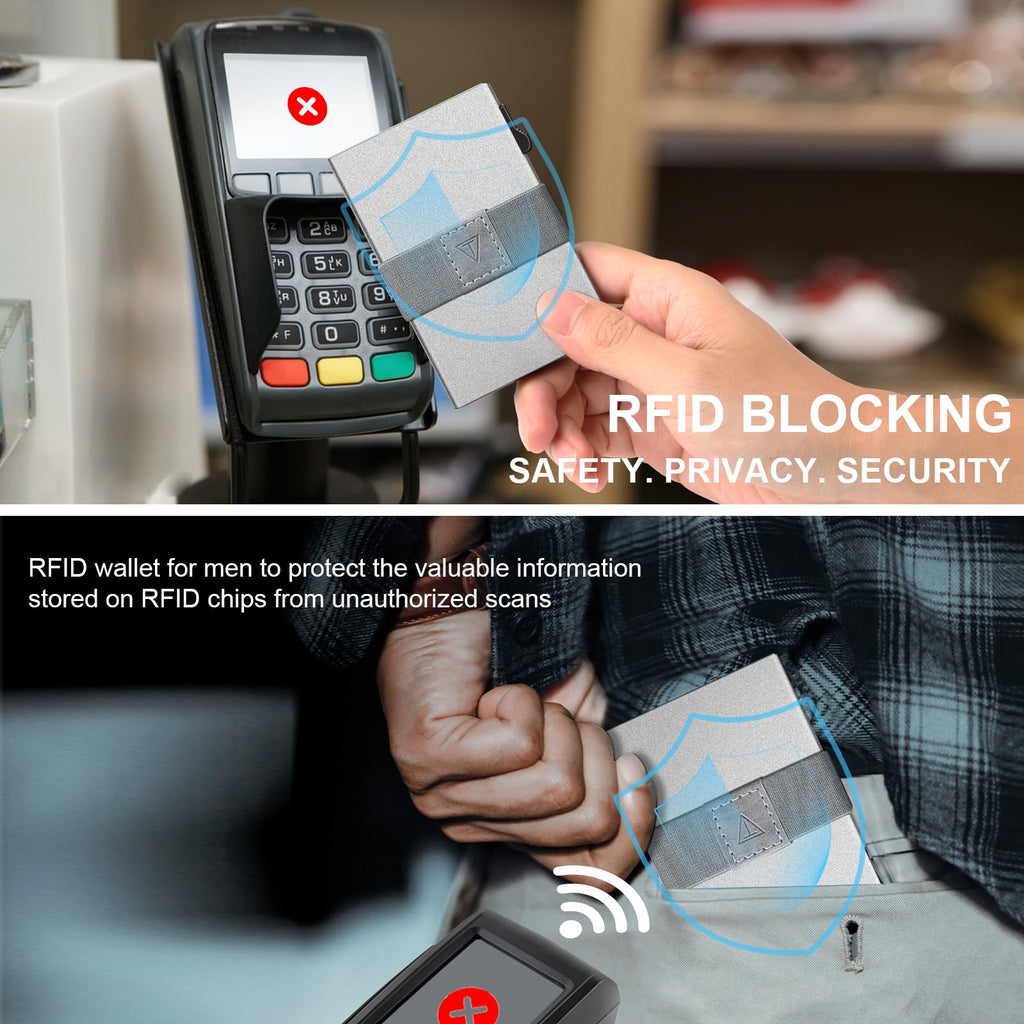 Smart Wallet for Men 12 Cards Paper Money Organiser RFID Blocking Card Wallet Utral Thin Metal Card Holder with Slid Ejector Button Quick Access to Bank Credit Card,Aluminium, Blue