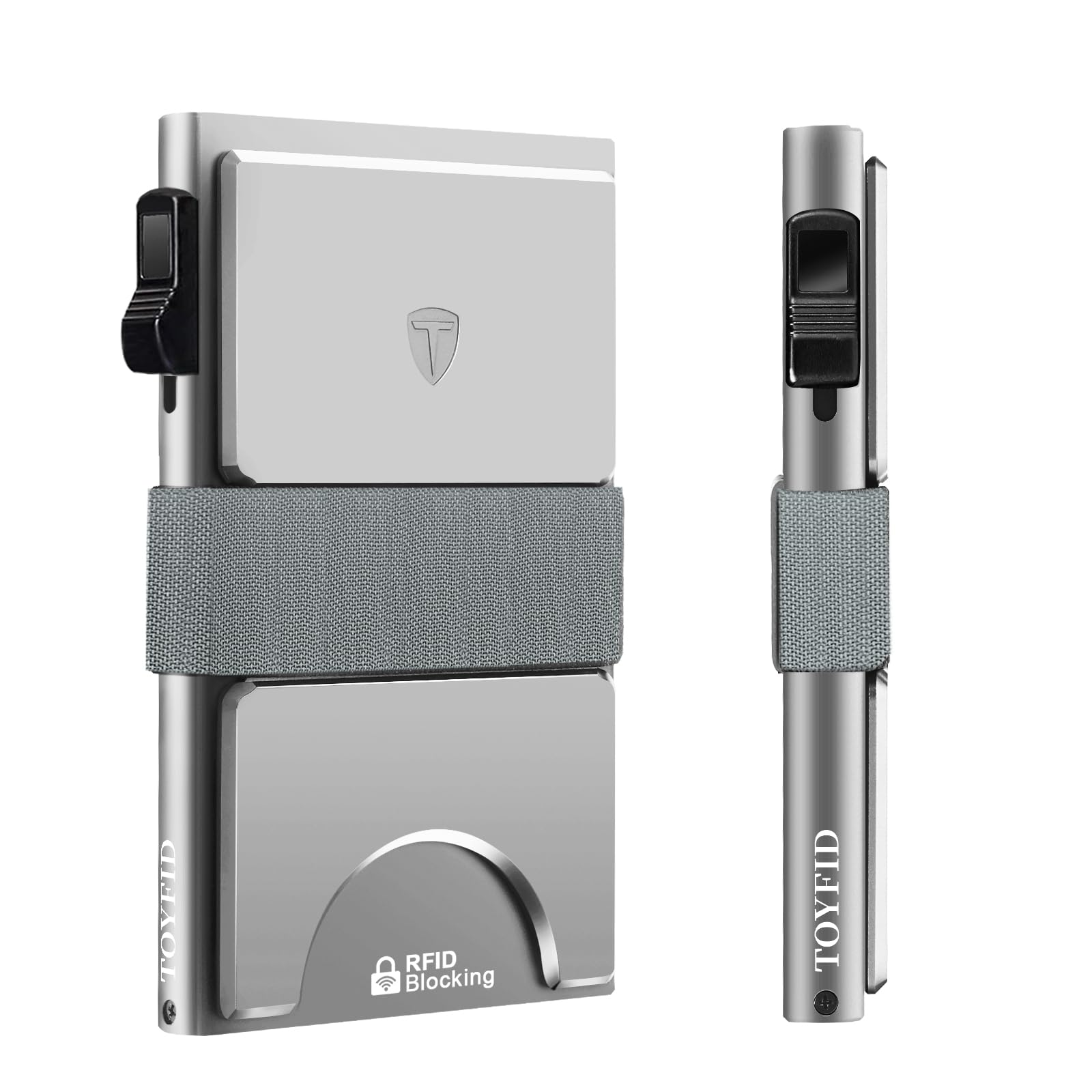 Smart Wallet for Men 12 Cards Paper Money Organiser RFID Blocking Card Wallet Utral Thin Metal Card Holder with Slid Ejector Button Quick Access to Bank Credit Card,Aluminium, Blue