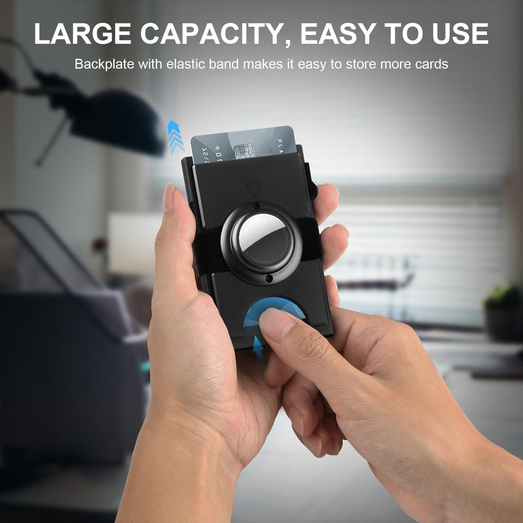 Smart Wallet for Men 12 Cards Paper Money Organiser RFID Blocking Card Wallet Utral Thin Metal Card Holder with Slid Ejector Button Quick Access to Bank Credit Card,Aluminium, Blue