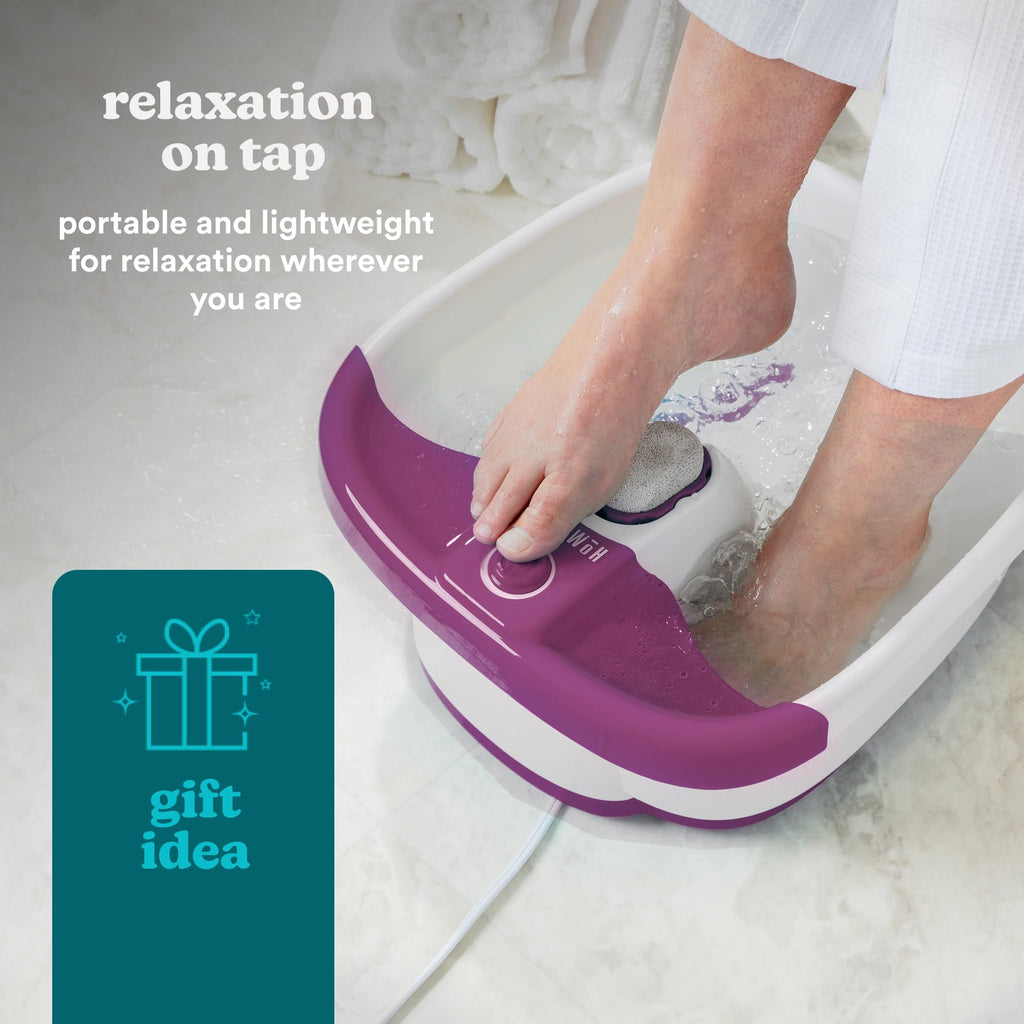HoMedics Bubblemate Foot Spa and Massager with Keep Warm Function, Soothing Soak Massage Nodes, Bubble Turbo Strip, Pedicure Pumice Stone