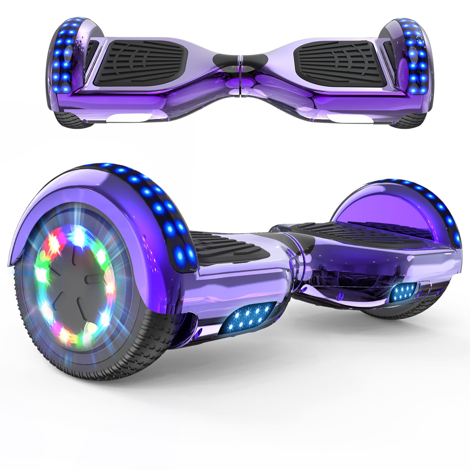 RCB Hoverboards for Kids and Adults 6.5 inch, Hoverboards with Bluetooth - Speaker - Colorful LED Lights, Hover Board Gift for Kids and Teenager
