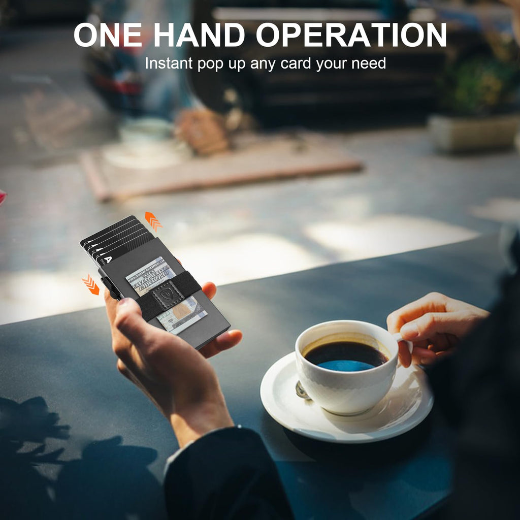 Smart Wallet for Men 12 Cards Paper Money Organiser RFID Blocking Card Wallet Utral Thin Metal Card Holder with Slid Ejector Button Quick Access to Bank Credit Card,Aluminium, Blue