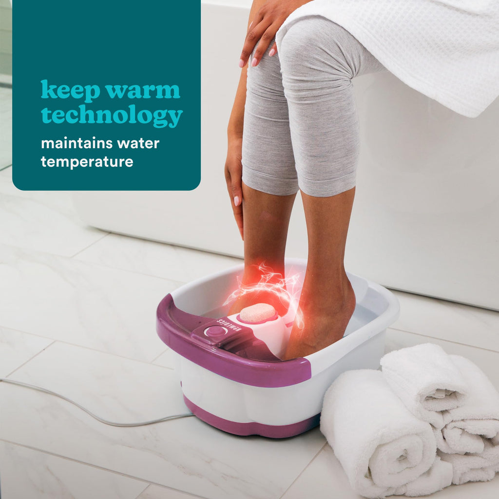 HoMedics Bubblemate Foot Spa and Massager with Keep Warm Function, Soothing Soak Massage Nodes, Bubble Turbo Strip, Pedicure Pumice Stone