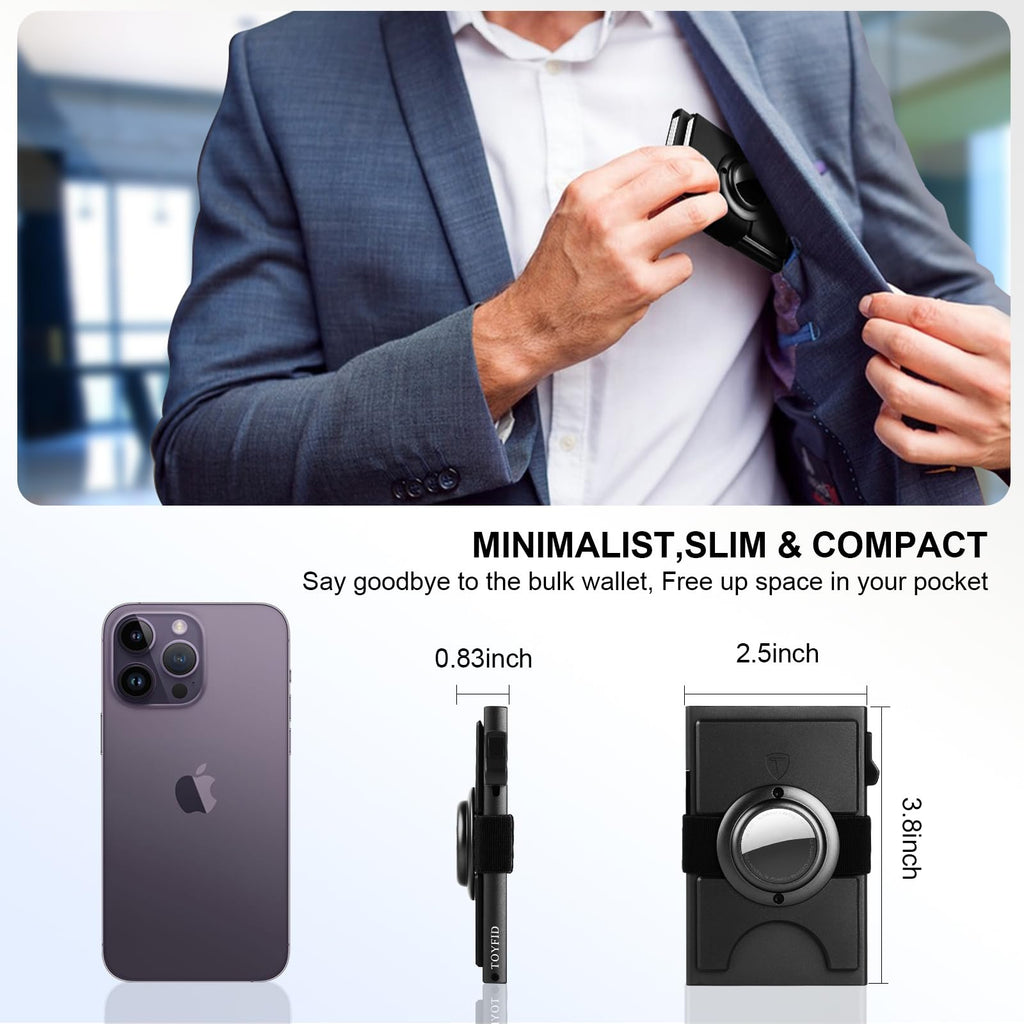 Smart Wallet for Men 12 Cards Paper Money Organiser RFID Blocking Card Wallet Utral Thin Metal Card Holder with Slid Ejector Button Quick Access to Bank Credit Card,Aluminium, Blue