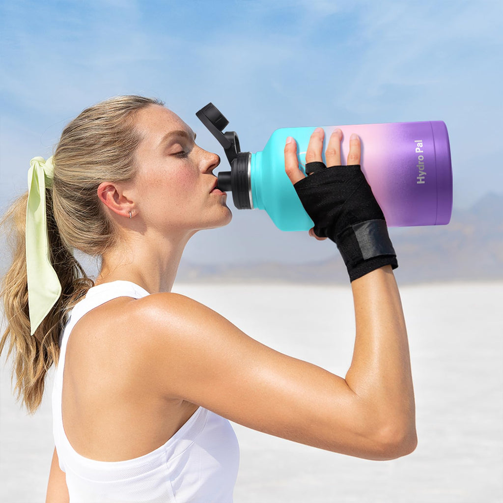 HydroPal Vacuum Insulated Water Bottle 1200ml/1000ml/750ml/500ml, 2 Lids (Straw & Spout), 12H Hot 24H Cold, BPA Free Stainless Steel Bottle, Leakproof Sports Water Bottle for Gym, Travel, Work