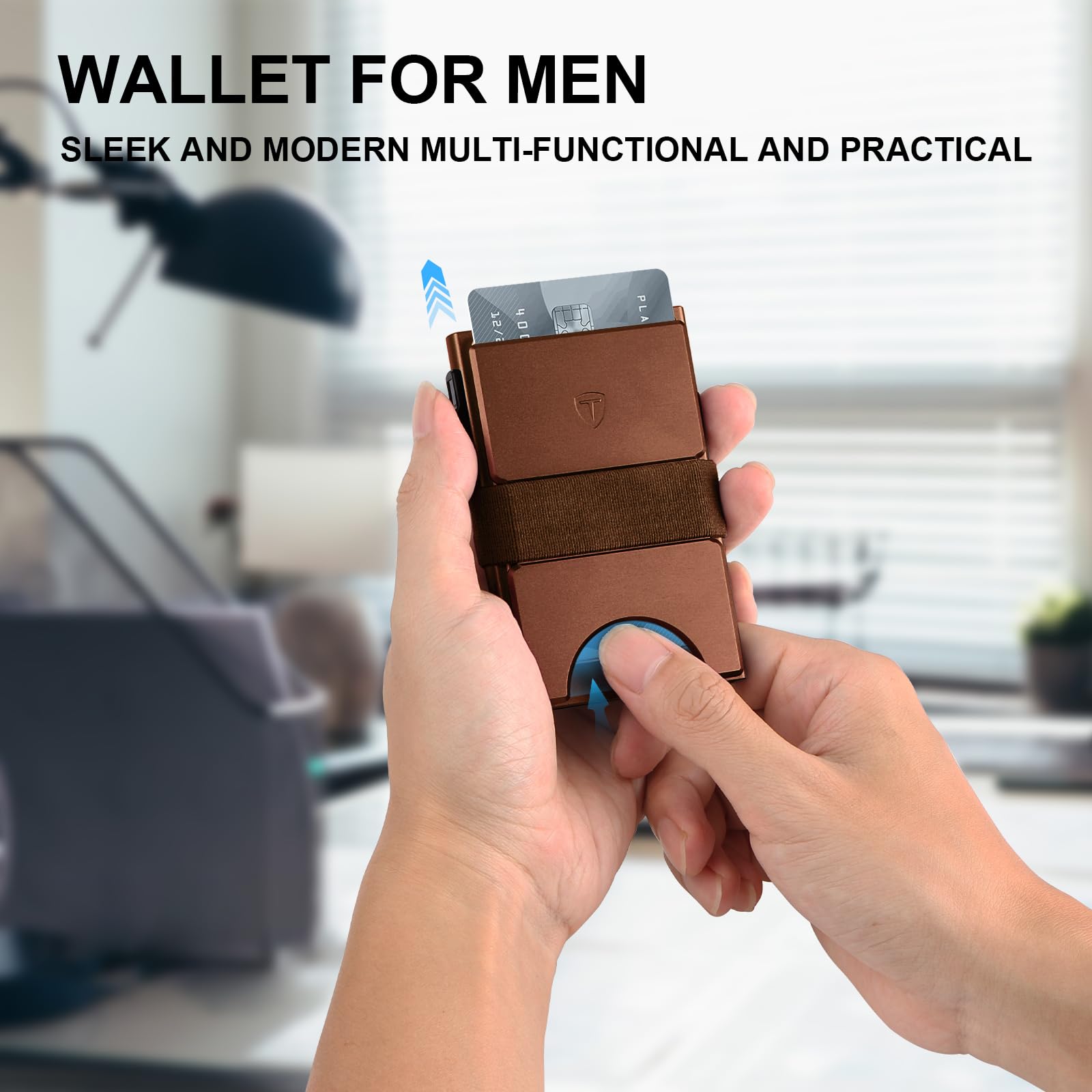 Smart Wallet for Men 12 Cards Paper Money Organiser RFID Blocking Card Wallet Utral Thin Metal Card Holder with Slid Ejector Button Quick Access to Bank Credit Card,Aluminium, Blue