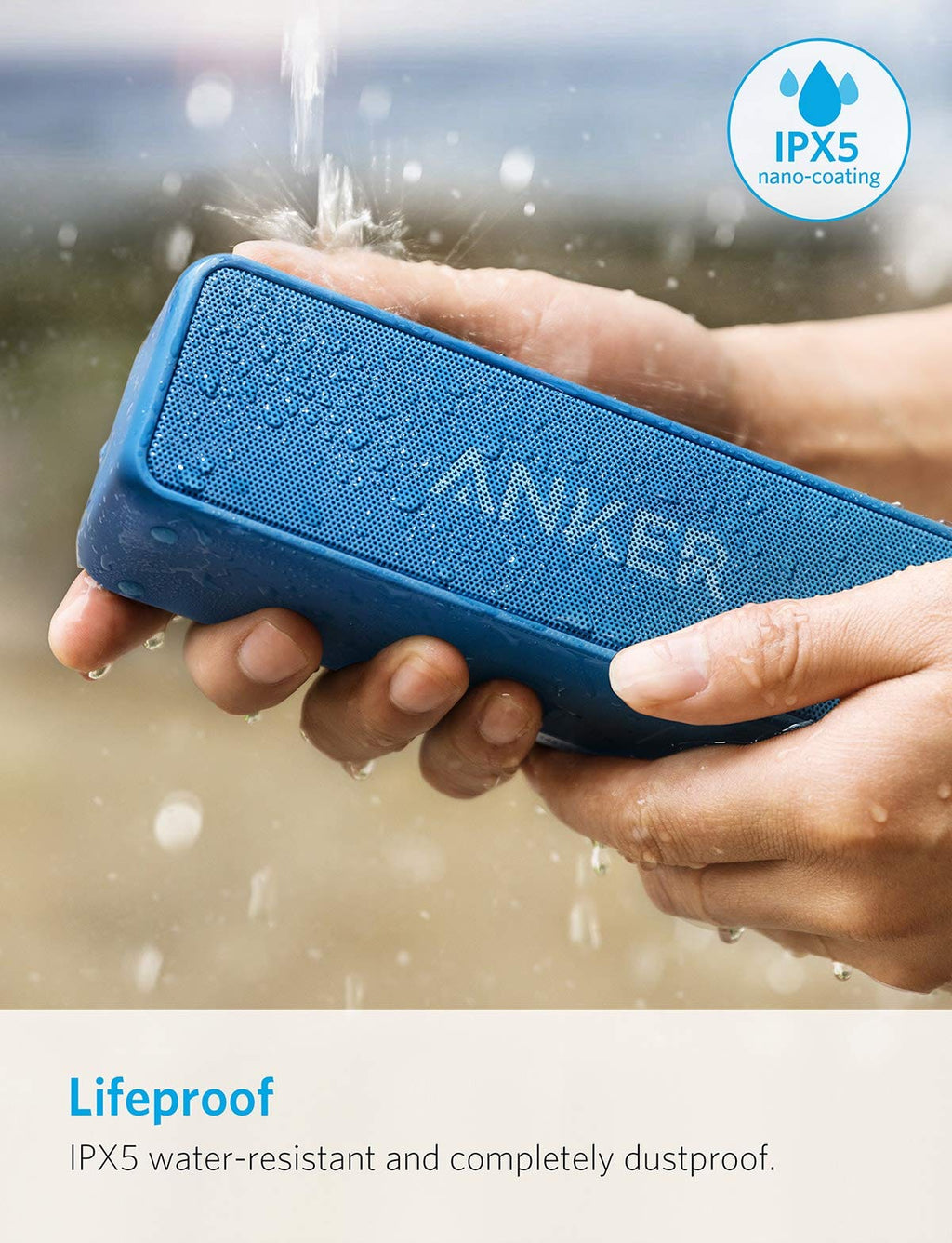 Anker Soundcore 2 Portable Bluetooth Speaker with 12W Stereo Sound, BassUp, IPX7 Waterproof, 24-Hour Playtime, Wireless Stereo Pairing, Speaker for Home, Outdoors, Travel