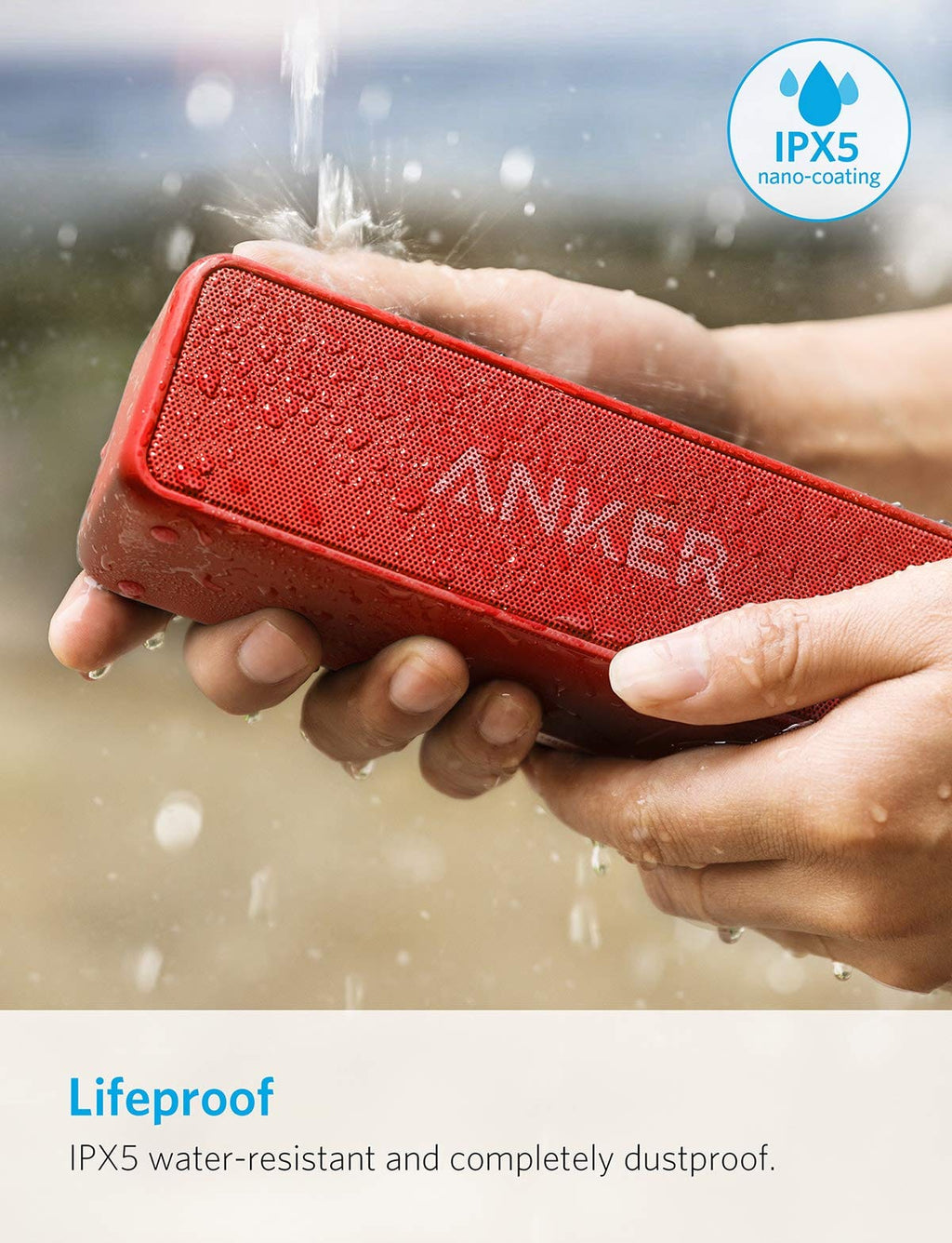 Anker Soundcore 2 Portable Bluetooth Speaker with 12W Stereo Sound, BassUp, IPX7 Waterproof, 24-Hour Playtime, Wireless Stereo Pairing, Speaker for Home, Outdoors, Travel