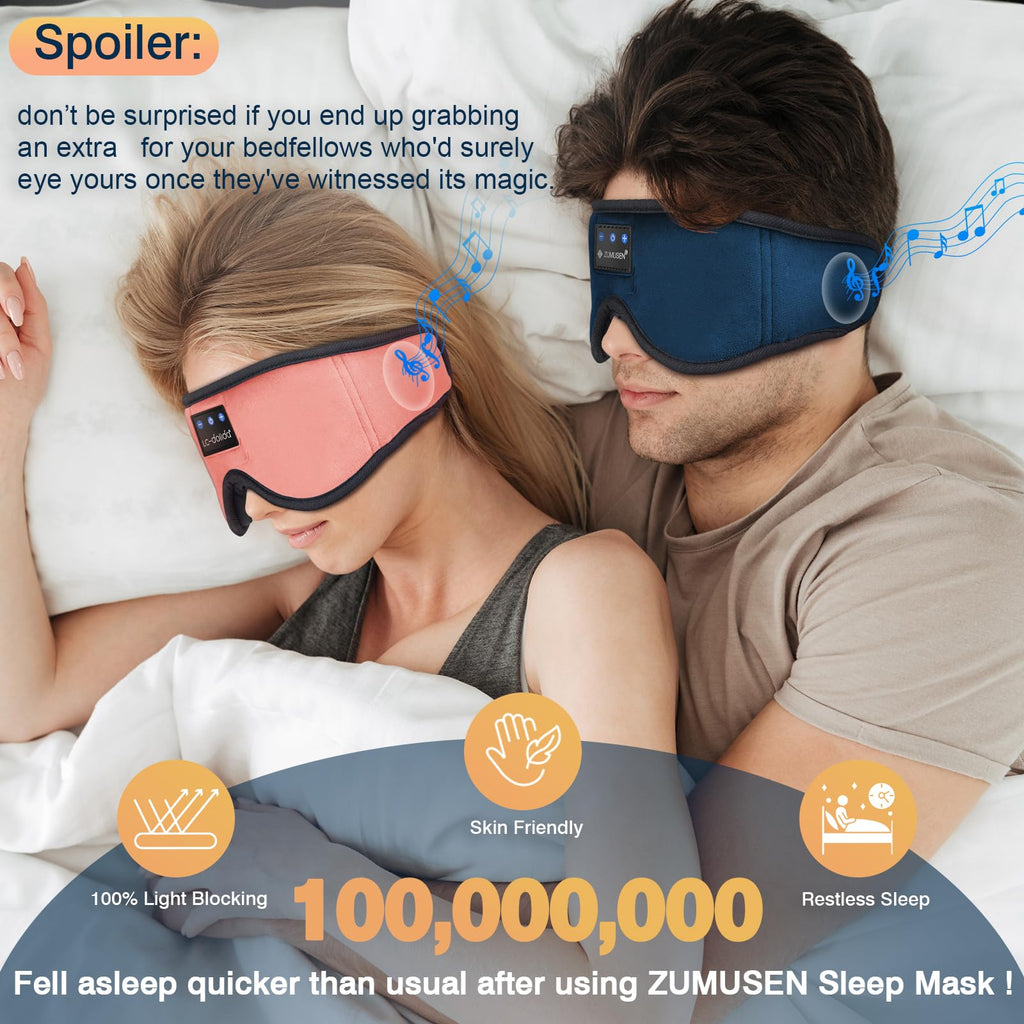 LC-dolida Bluetooth Sleep Mask Headphones Complete Blackout 3D Deep Eye Mask with Headphones Bluetooth V5.4 Can Play 15Hrs Breathable Eye mask with Earphones for Travel,Nap Sleeping,Shift Work