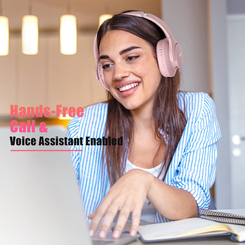 KVIDIO Bluetooth Headphones Over Ear, 55 Hours Playtime Wireless Headphones with Microphone, Foldable Lightweight Headset with Deep Bass,HiFi Stereo Sound for Travel Work PC Cellphone (Black)