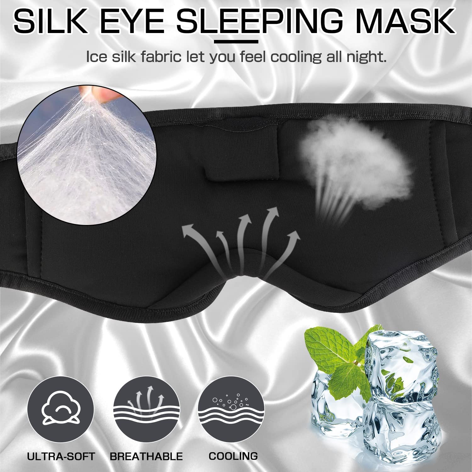 LC-dolida Bluetooth Sleep Mask Headphones Complete Blackout 3D Deep Eye Mask with Headphones Bluetooth V5.4 Can Play 15Hrs Breathable Eye mask with Earphones for Travel,Nap Sleeping,Shift Work