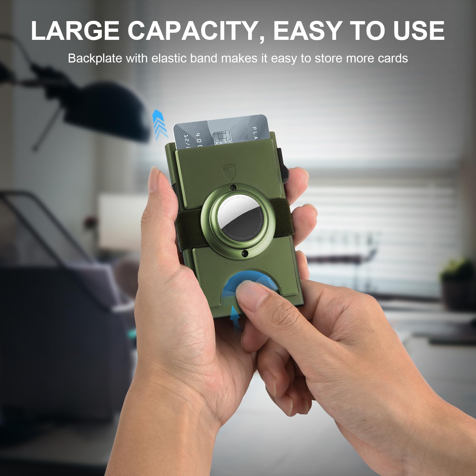 Smart Wallet for Men 12 Cards Paper Money Organiser RFID Blocking Card Wallet Utral Thin Metal Card Holder with Slid Ejector Button Quick Access to Bank Credit Card,Aluminium, Blue