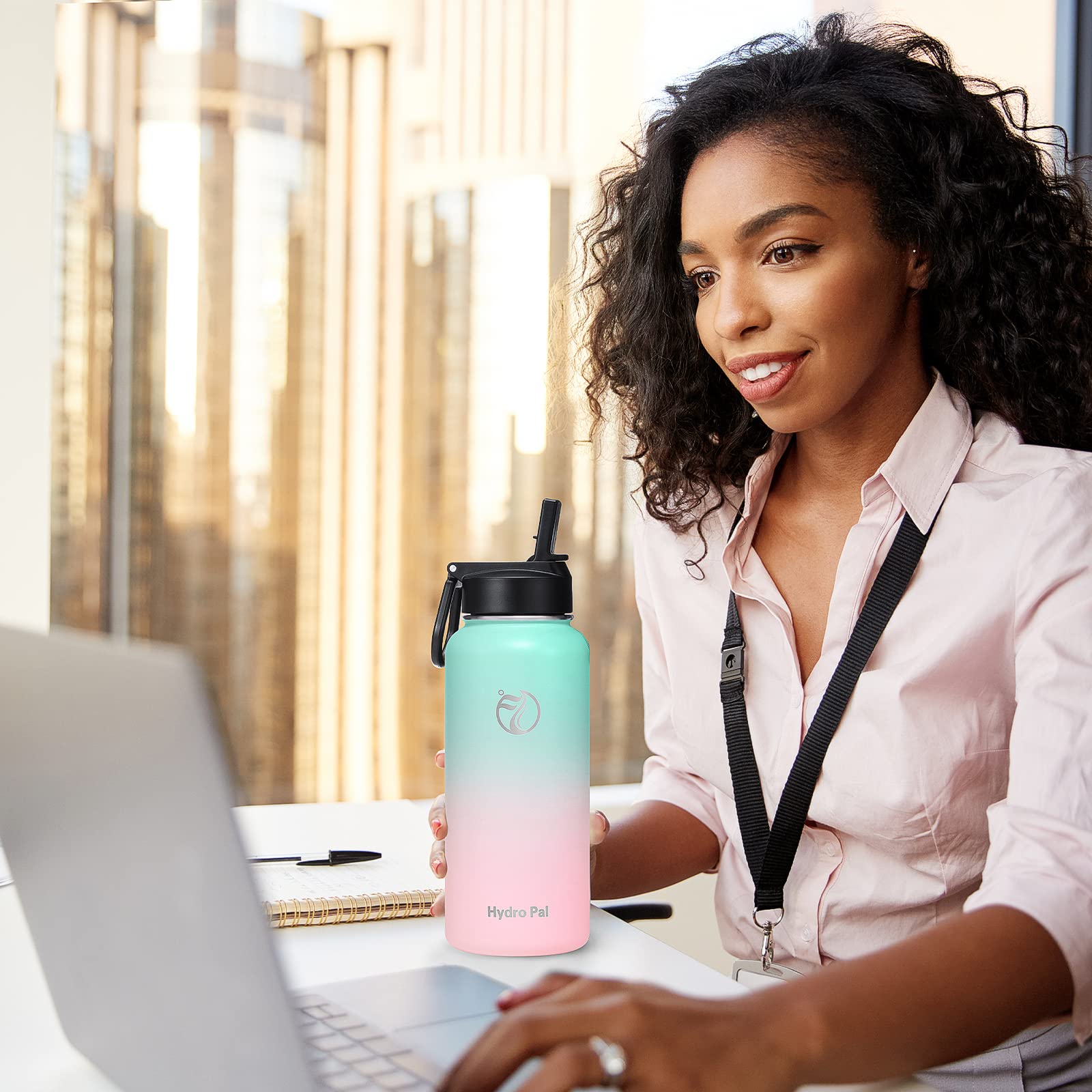 HydroPal Vacuum Insulated Water Bottle 1200ml/1000ml/750ml/500ml, 2 Lids (Straw & Spout), 12H Hot 24H Cold, BPA Free Stainless Steel Bottle, Leakproof Sports Water Bottle for Gym, Travel, Work