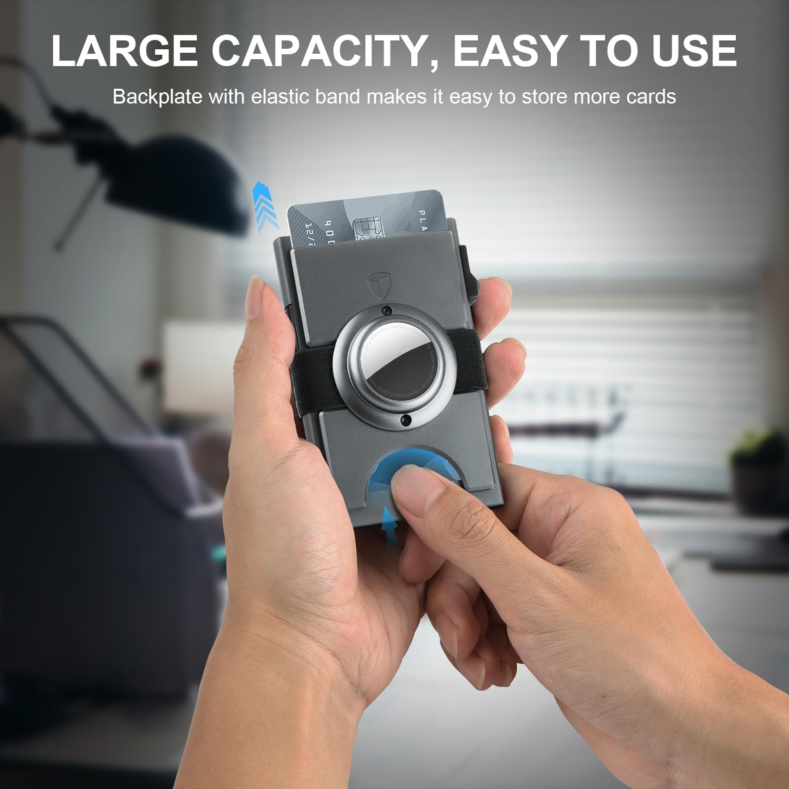 Smart Wallet for Men 12 Cards Paper Money Organiser RFID Blocking Card Wallet Utral Thin Metal Card Holder with Slid Ejector Button Quick Access to Bank Credit Card,Aluminium, Blue