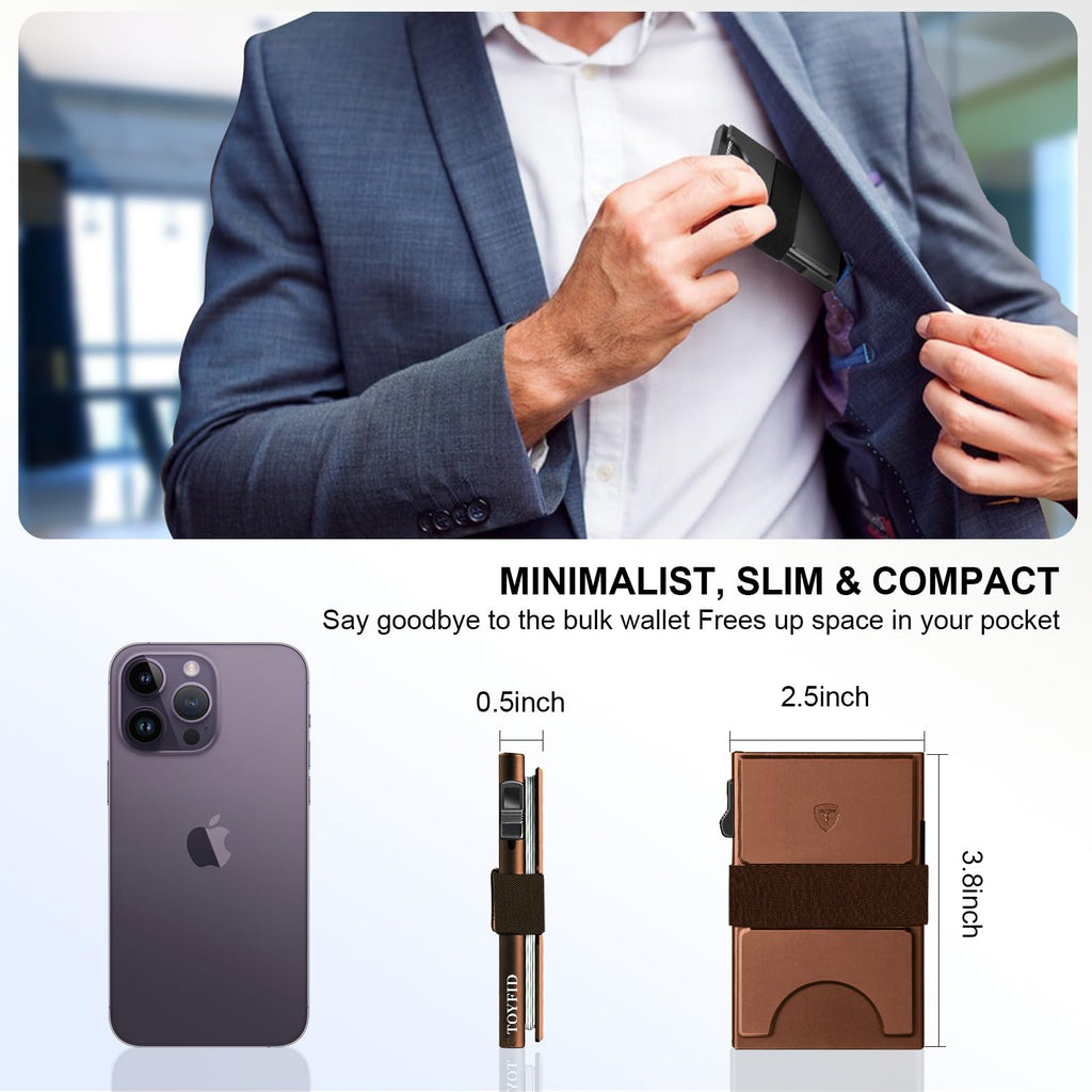 Smart Wallet for Men 12 Cards Paper Money Organiser RFID Blocking Card Wallet Utral Thin Metal Card Holder with Slid Ejector Button Quick Access to Bank Credit Card,Aluminium, Blue